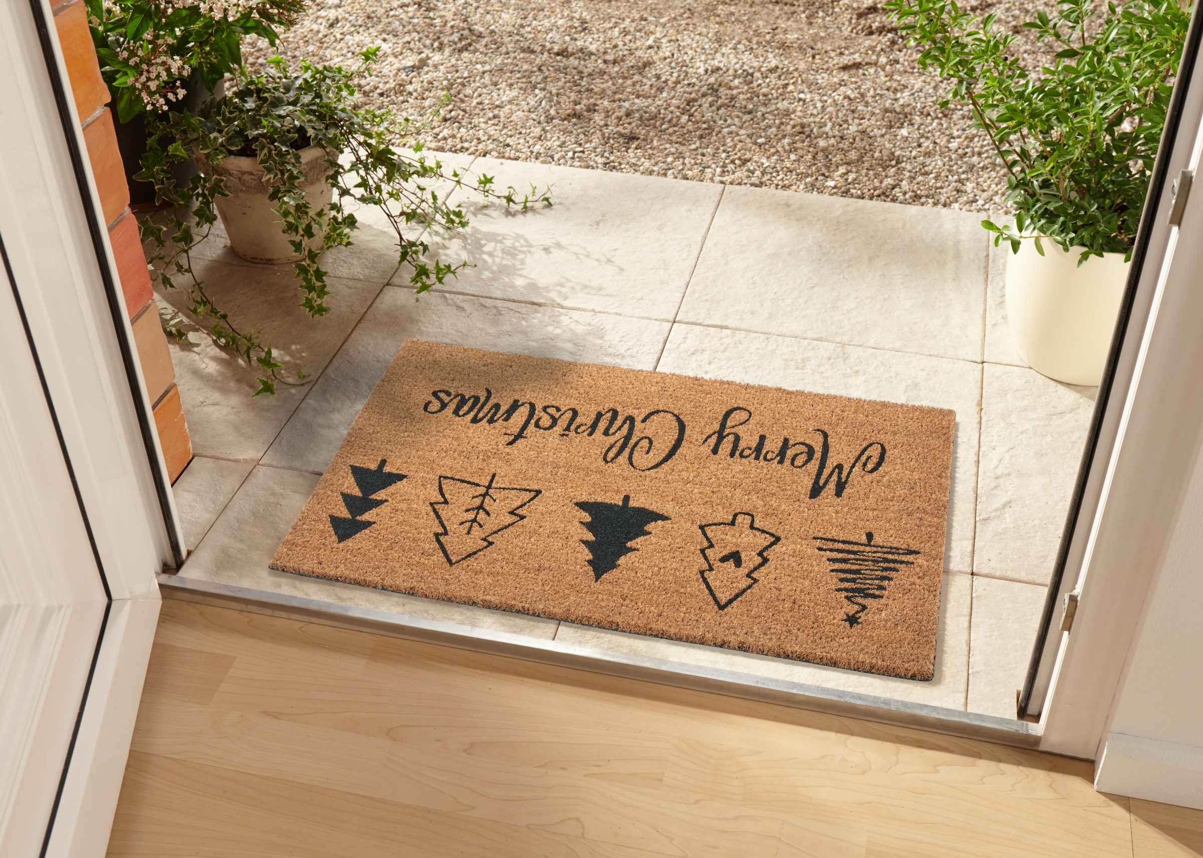 HANSE Home Fußmatte »Mix Mats Kokos Christmas Trees, Türmatte«, rechteckig, 15 mm Höhe, Weihnachten, Schmutzfangmatte, Outdoor, Rutschfest, Innen, Kokosmatte