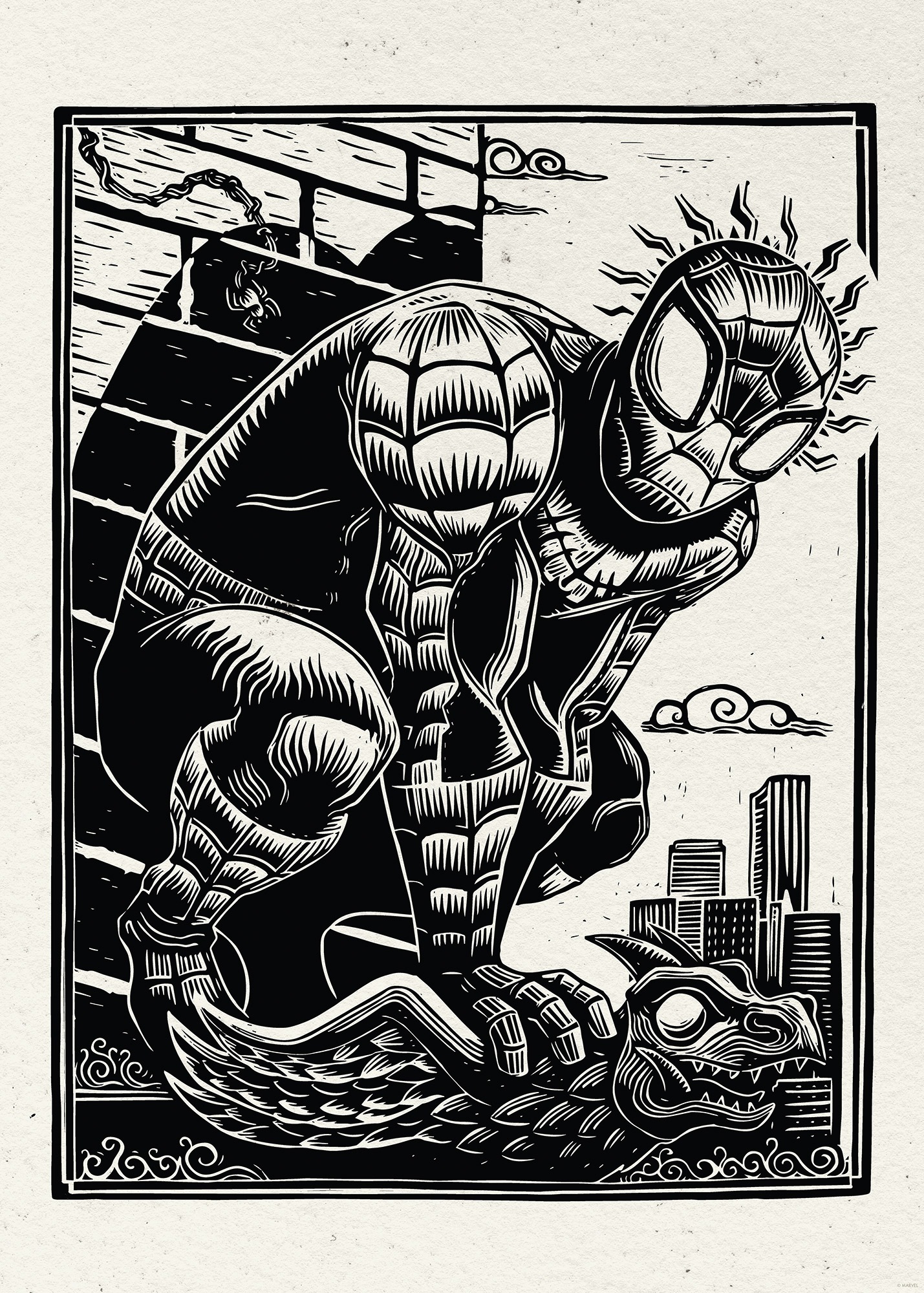 Komar Wandbild »Marvel Spider-Man Lino-Cut«, Disney, (Set, 1 St.), 50 x 70 cm (Breite x Höhe) - Kinderzimmer, Dekoration