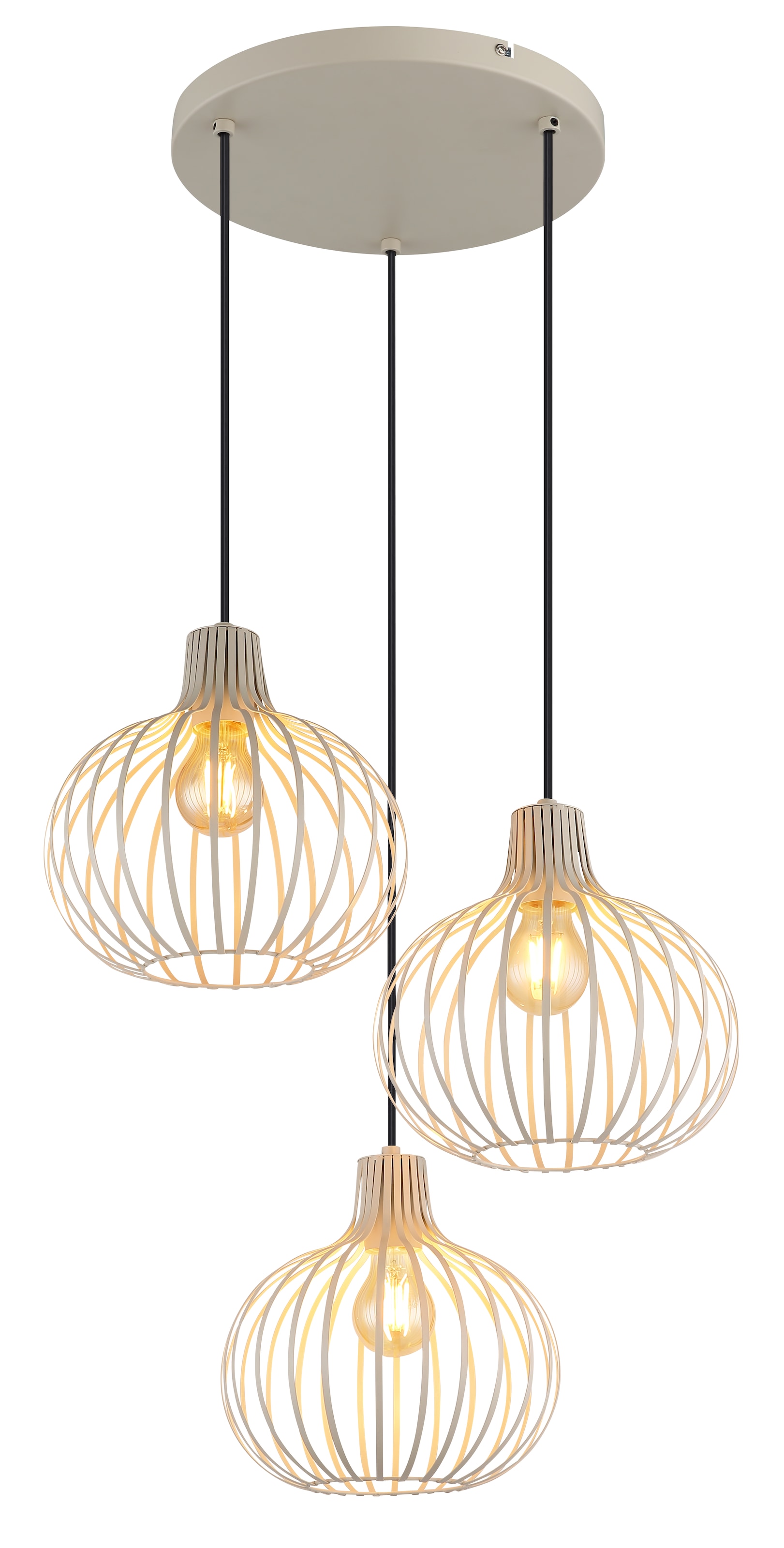 my home Hängeleuchte »Heta, Hängelampe Metall cremefarben, exkl. 3x E27 40W günstig online kaufen