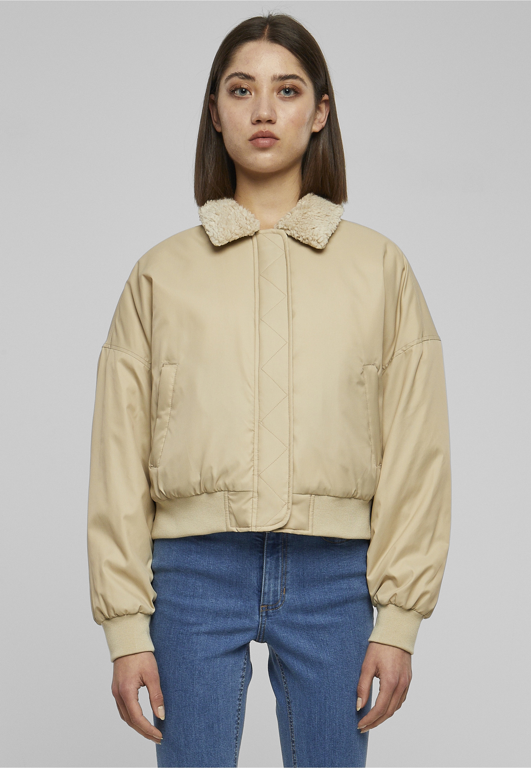 URBAN CLASSICS Winterjacke »Urban Classics Damen Ladies Pilot Bomber Jacket« 1 Stk. tlg. ohne Kapuze