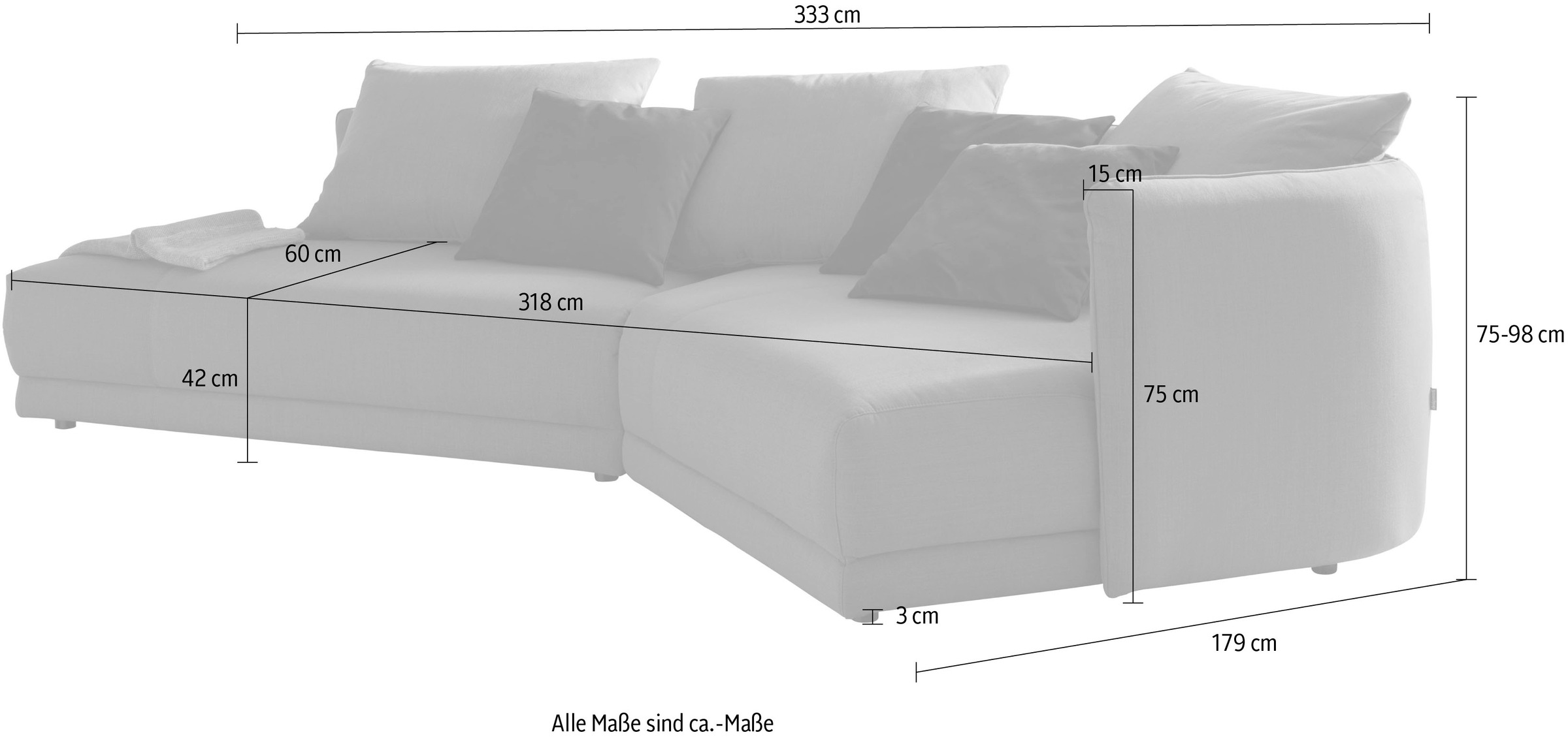 designwerk Ecksofa »New York L-Form, anmutendes Designsofa« mit moderner R&ung im Rücken