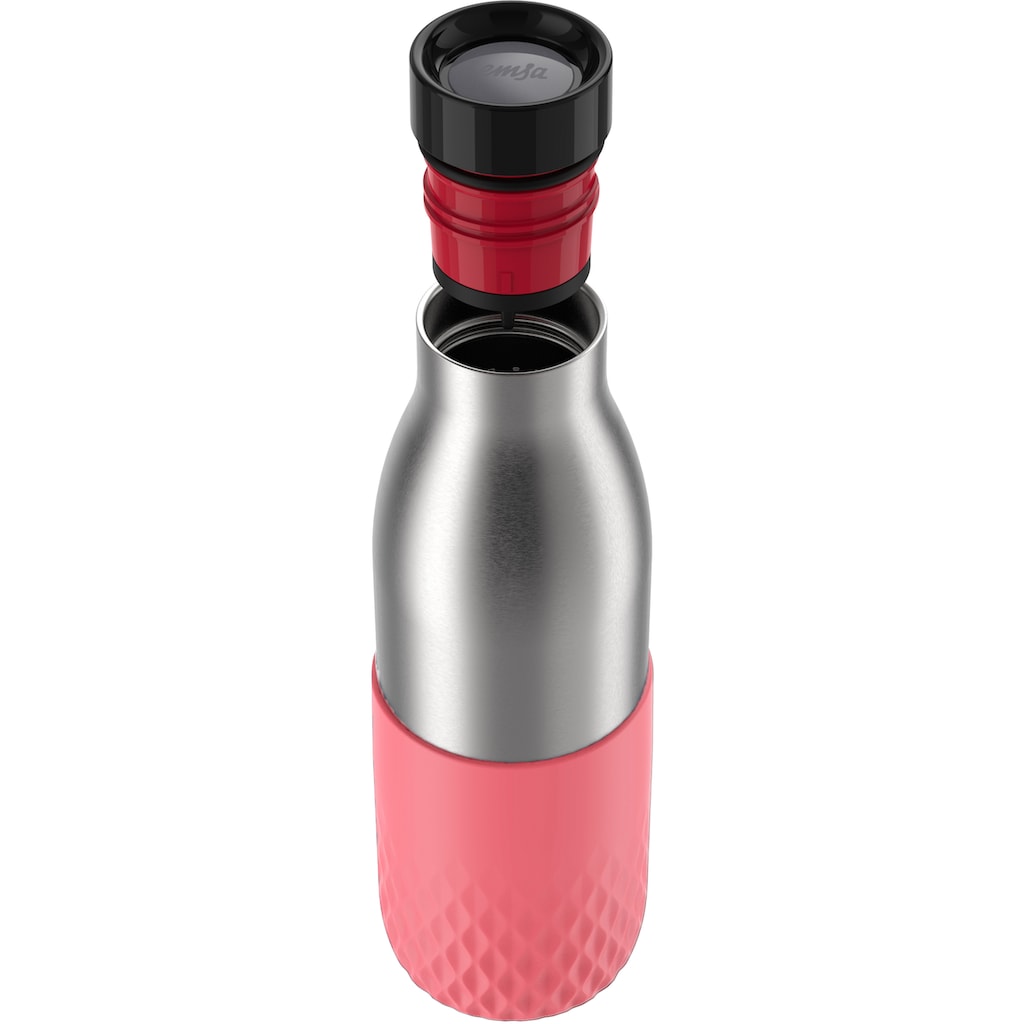Emsa Trinkflasche »Bludrop Sleeve«, (1 tlg.), Edelstahl/Silikon, Quick-Press, 12h warm/24h kühl