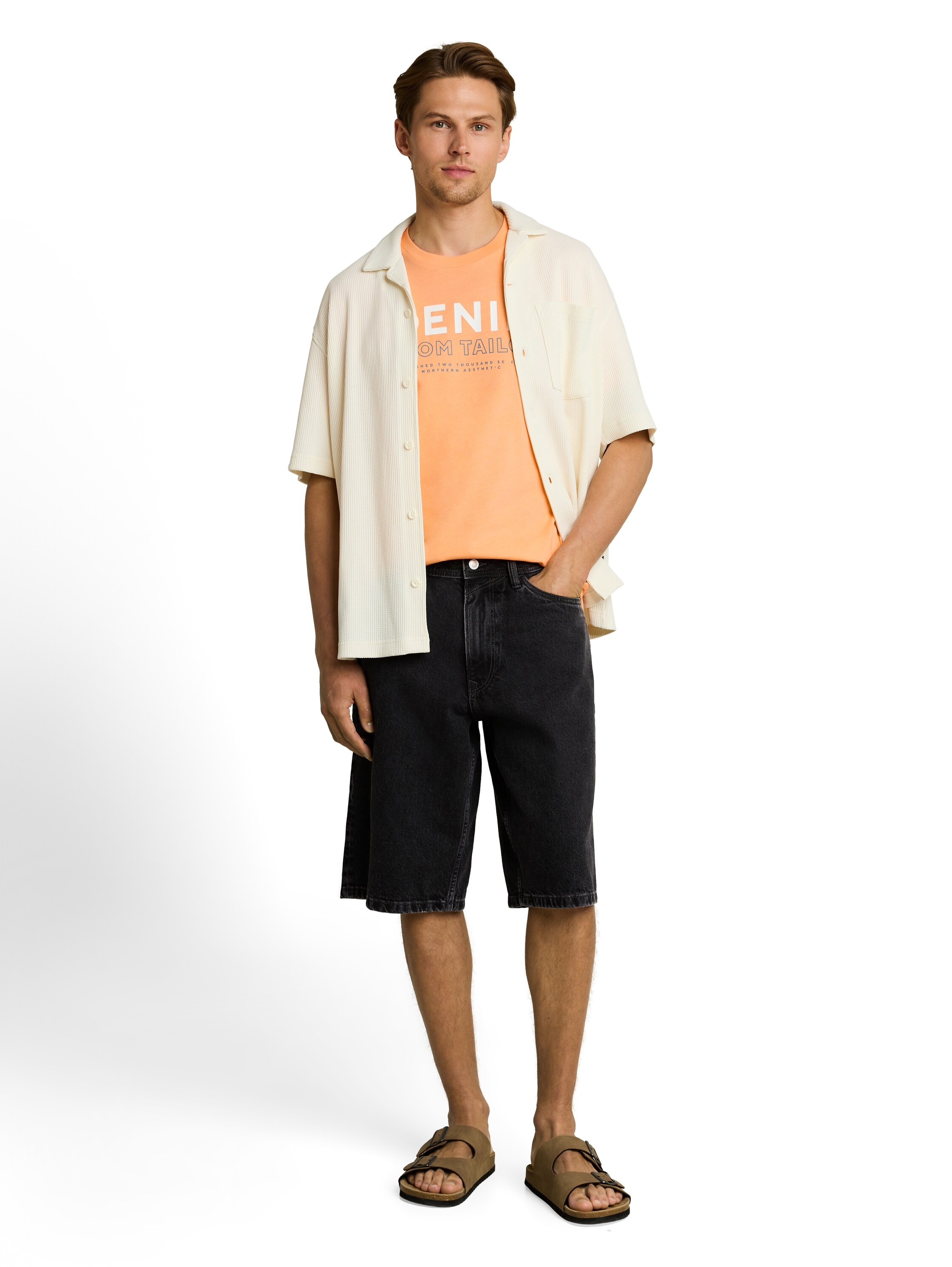 TOM TAILOR Denim Jeansshorts aus Baumwolle, mit Gürtelschlaufen