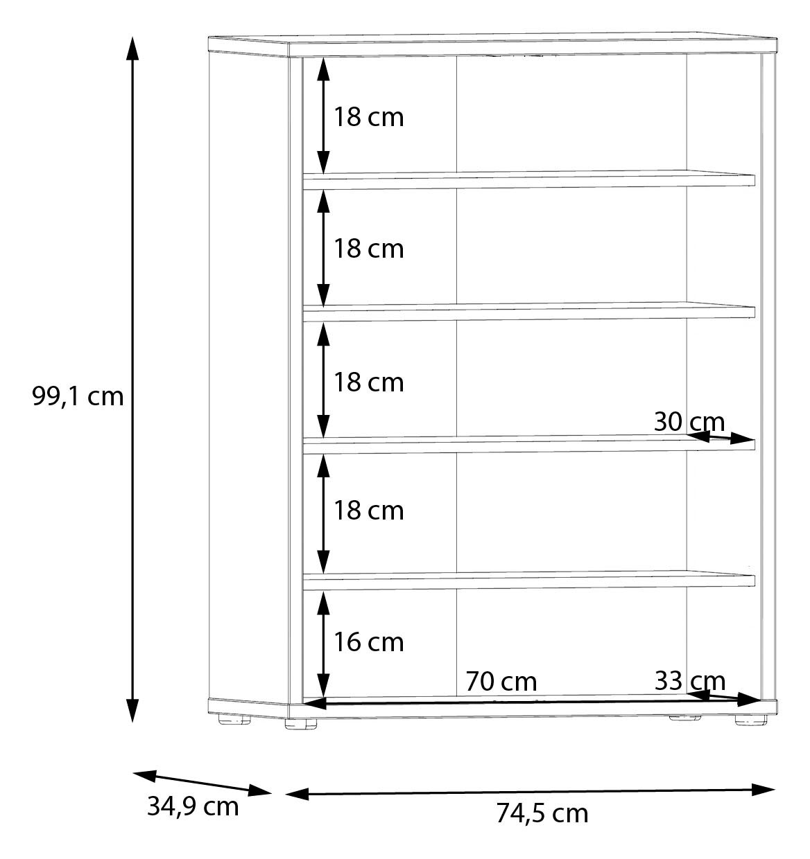 FORTE Schuhschrank »Alice Springs, Schuhschrank, Platz für 15 Paar Schuhe, 2 Türen« B/H/T 74,5/99,1/34,9 cm,  Stauraumschrank, Mehrzweckschrank, grifflose Front, Push to open