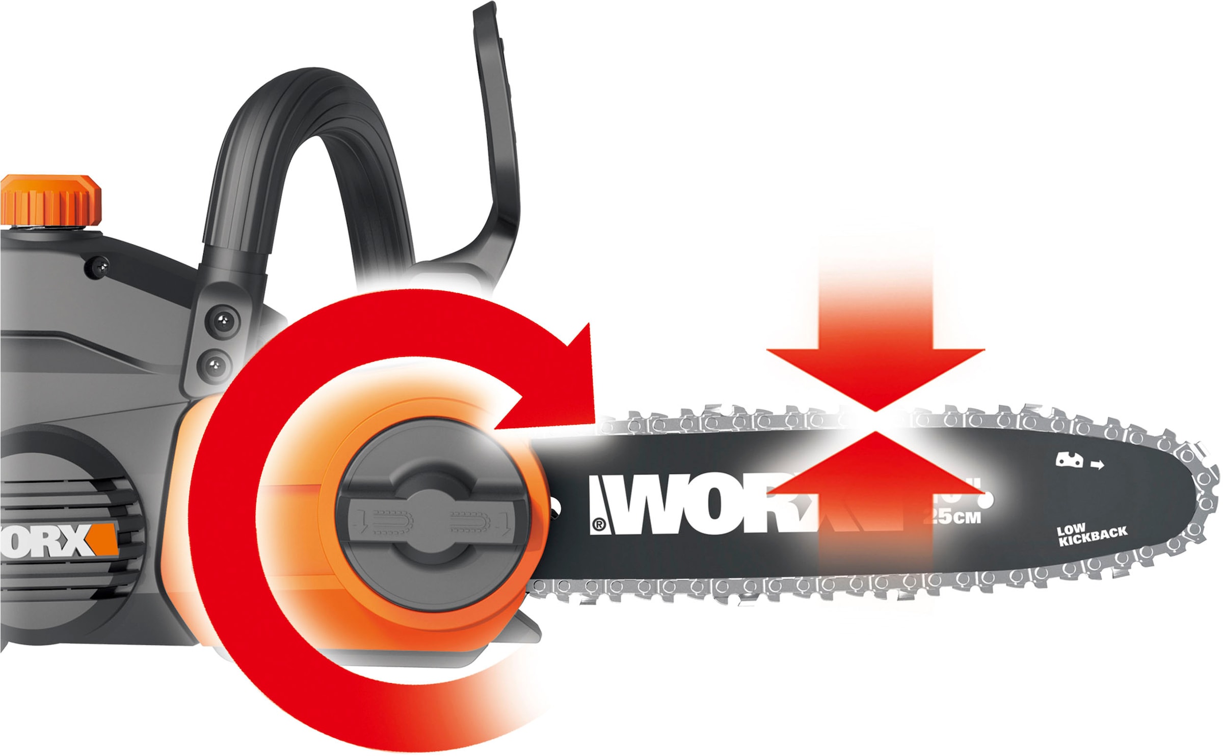 Worx Akku-Kettensäge »WG322E.9«, automatische Kettenspannung, ohne Akku und Ladegerät