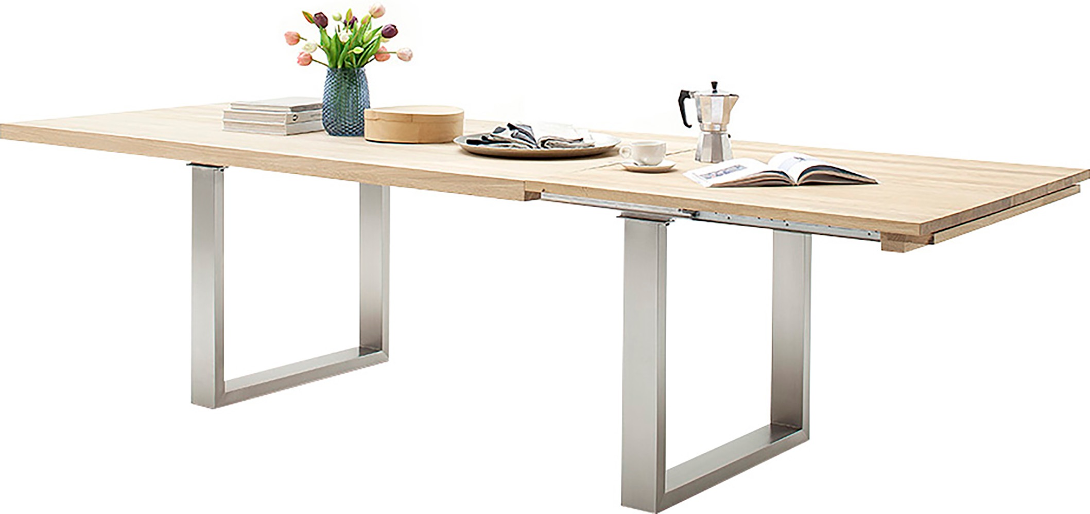 MCA furniture Kulissen-Esstisch »Dayton Esstisch Kufentisch«, Synchronauszug,ausziehbar,eiche,massiv,extra lang,XXL,belastbar 50 kg