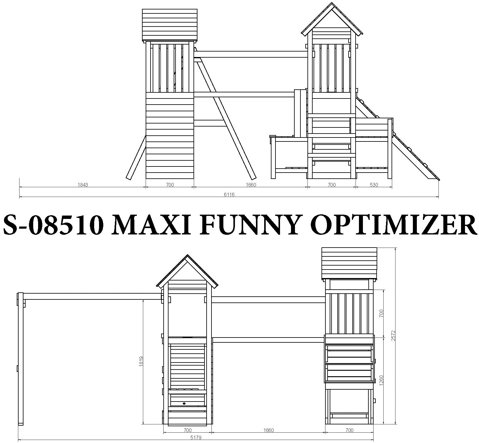 FUNGOO Spielturm »Maxi Funny Optimizer, mit Rutsche, Schaukeln, Kletterwand + Seilbrücke«, Made in Europe