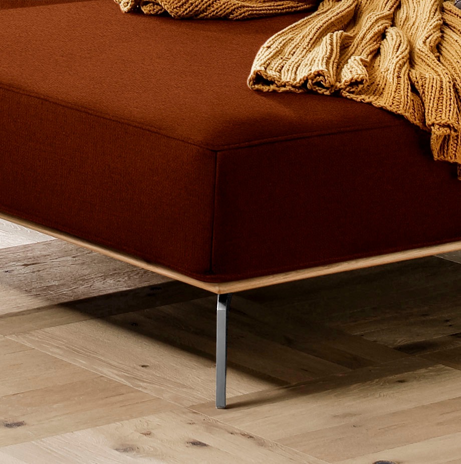 W.SCHILLIG Ecksofa »run, Designsofa, bequem, L-Form«, mit elegantem Holzsockel, Füße in Chrom glänzend, Breite 299 cm