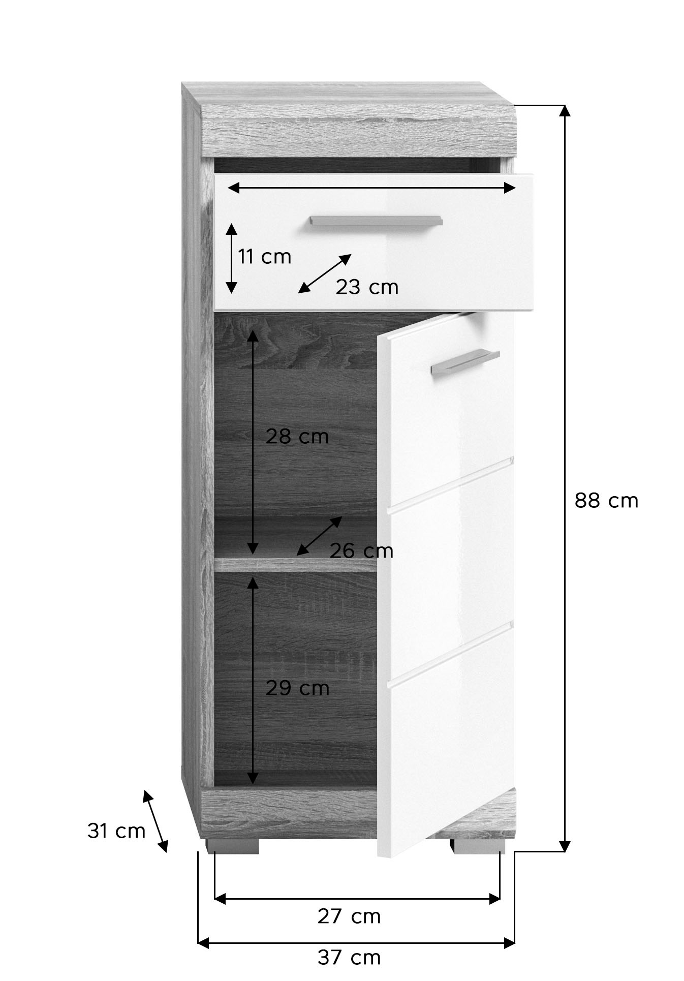 INOSIGN Badmöbel-Set »Siena, 4 teilig, bestehend aus:«, (Set, 4 St.), Waschbeckenunterschrank, Spiegelschrank, Unterschrank, Hängeschrank