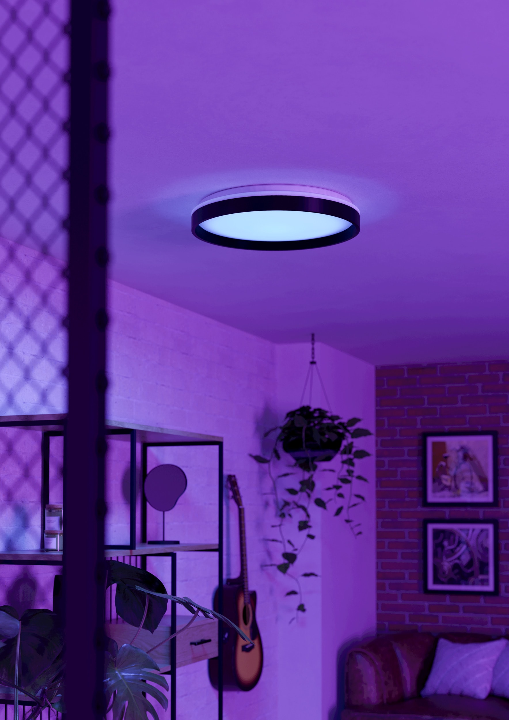 EGLO LED Deckenleuchte »MOSCHETTINO-Z Deckenlampe, Disco-Modus, ZigBee 3.0, Wohnzimmerlampe« LED-Modul 1 Stk. RGB | warmweiß - kaltweiß Fernbedienung inkl., App / Sprachsteuerung Alexa, H:7,9cm x D:49,1cm