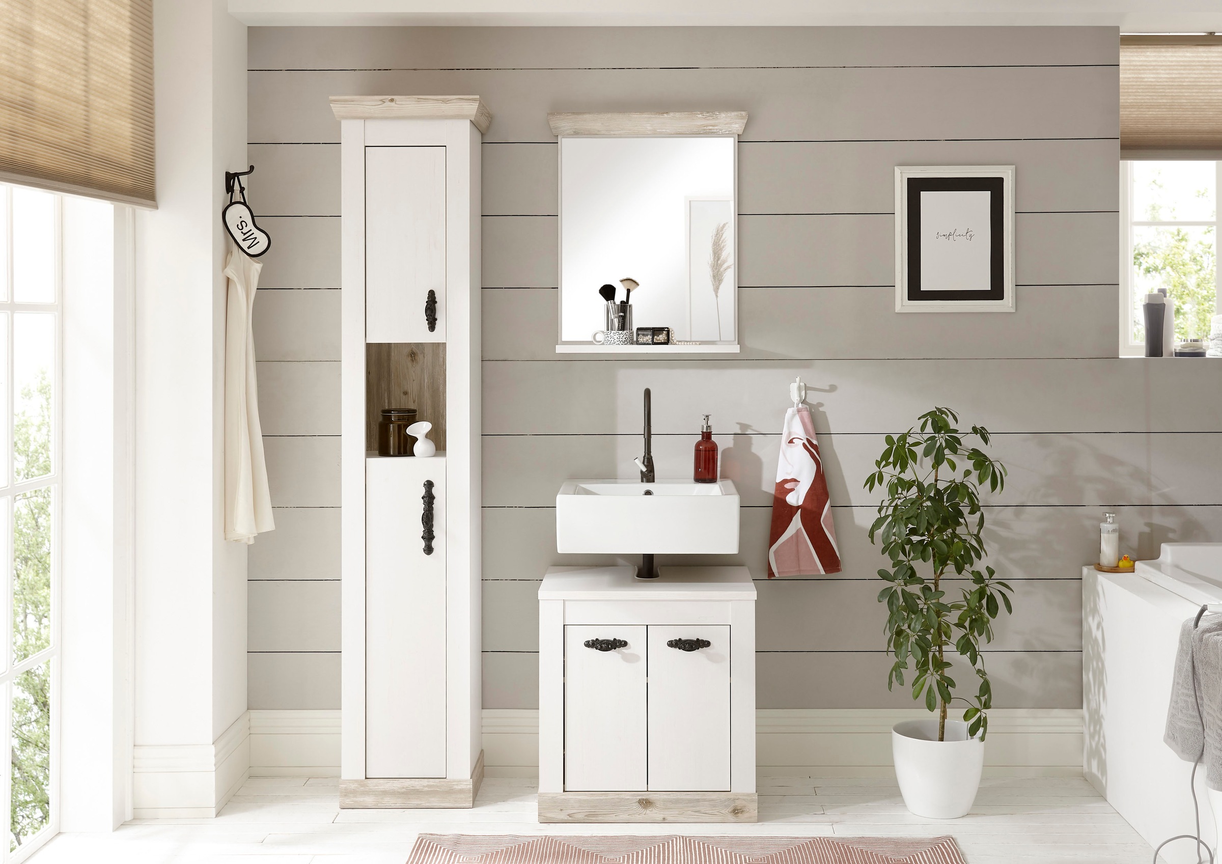 Home affaire Badmöbel-Set »Florenz, Bad im Landhausstil, 3-teiliges Badezim günstig online kaufen