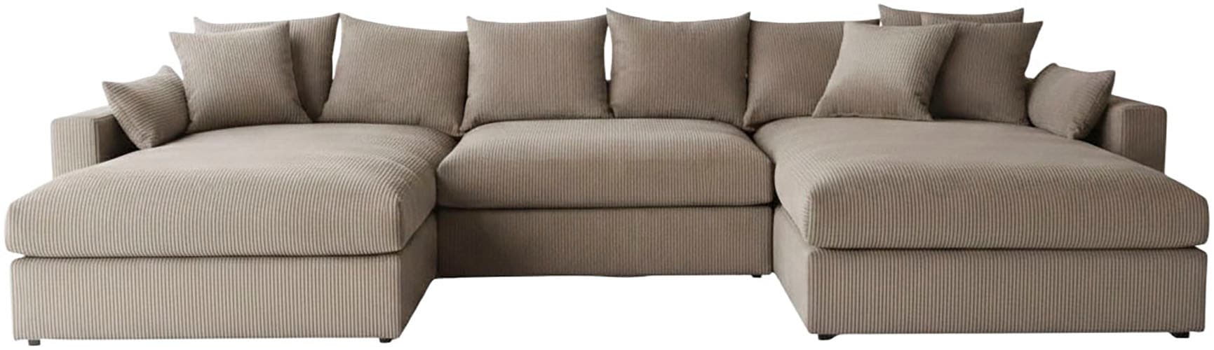 OTTO home Wohnlandschaft »Cosy Lounge U-Form, Breite 385 cm« Mega-Sofa mit Cordstoff bezogen, mit Federkern & 5 Zierkissen