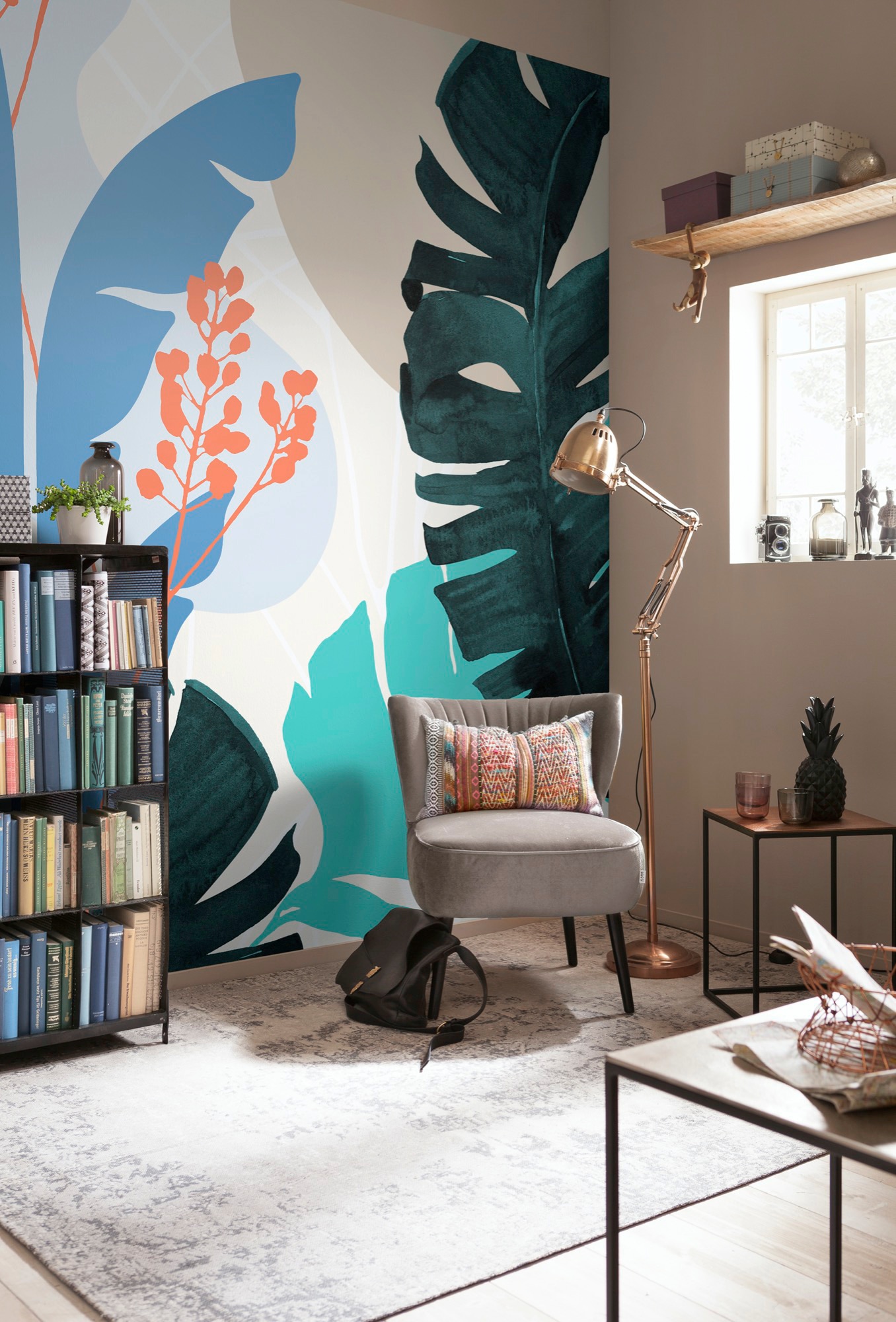 Komar Vliestapete »Digitaldruck Vlies - Tropical Shapes - Größe 300 x 280 cm«, bedruckt, Wohnzimmer, Schlafzimmer
