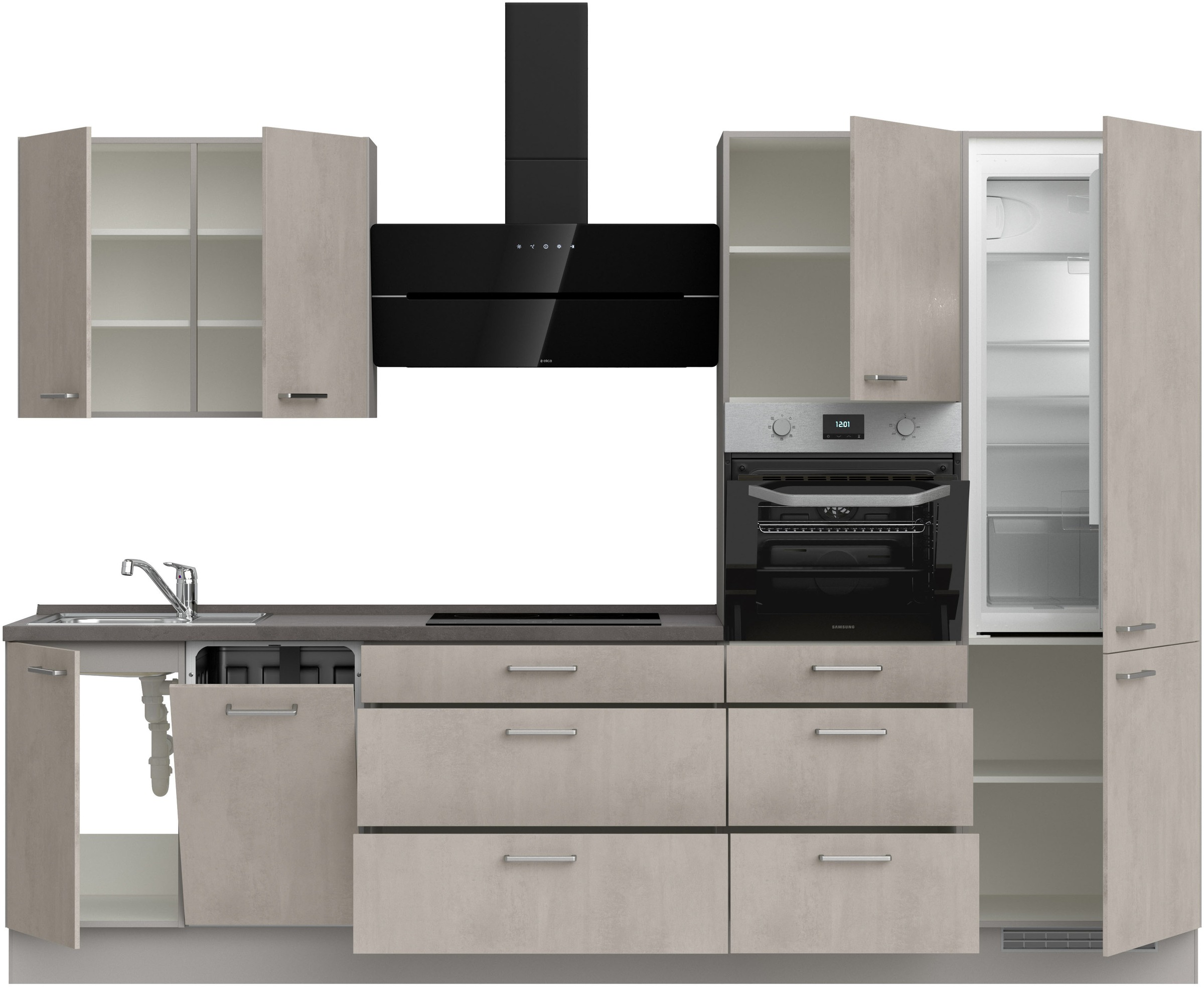 nobilia® Küchenzeile »"Riva II"«, vormontiert, Ausrichtung wählbar, Breite 300 cm, wahlw. mit E-Geräten