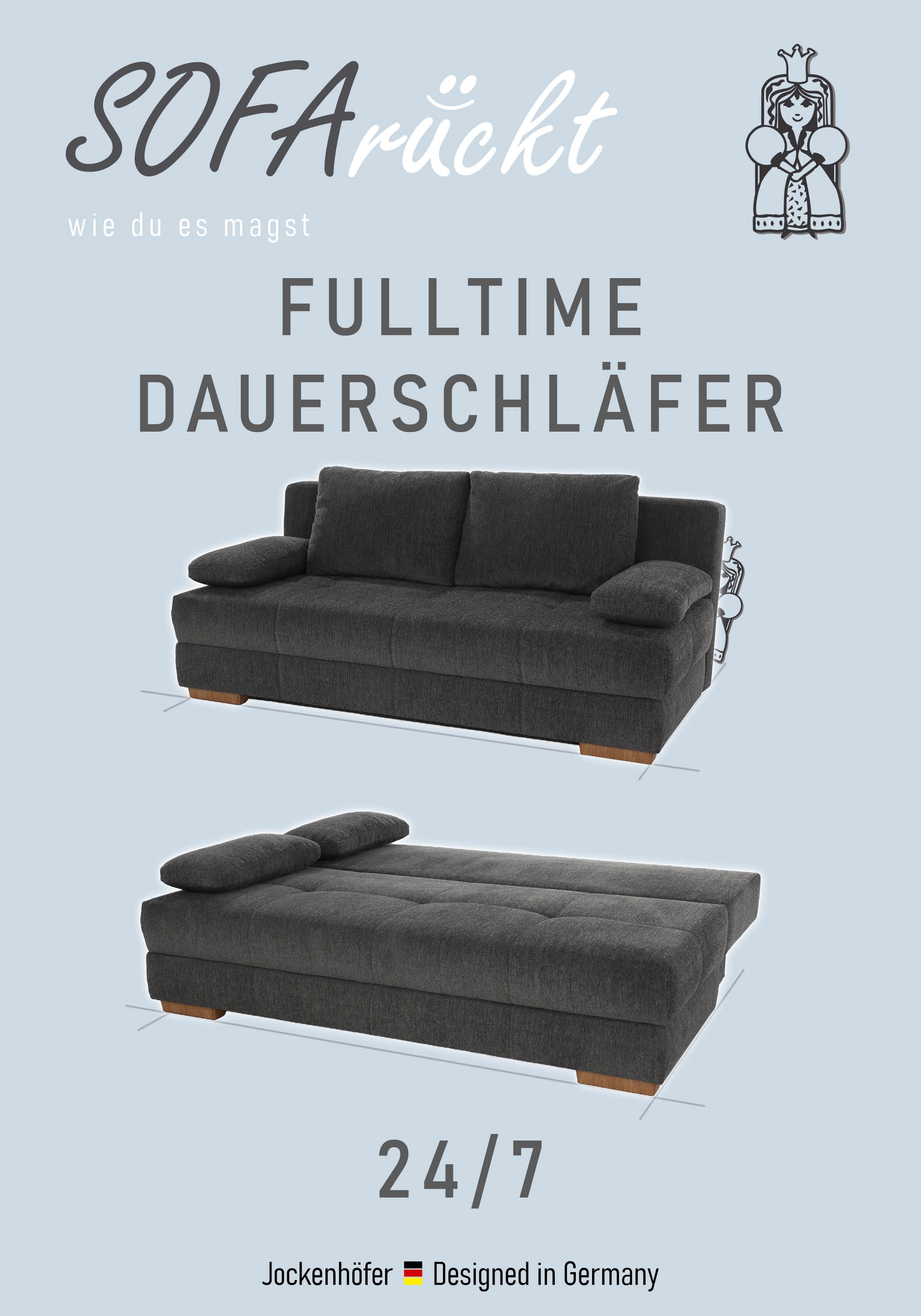 Jockenhöfer Gruppe Schlafsofa »Calli, B: 205 cm, Liegefl. 160x200 cm, Dauerschläfer« mit Bettfunktion & Bettkasten, Tonnentaschenfederkern
