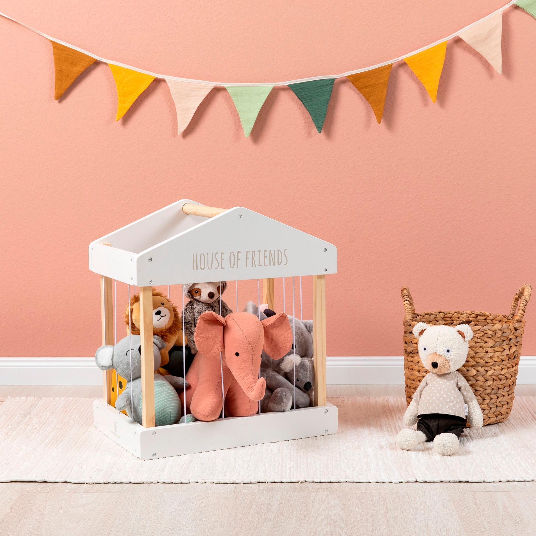 MUSTERKIND® Aufbewahrungsbox »Plüschtier-BoxHouse of Friends, weiß/natur« F günstig online kaufen