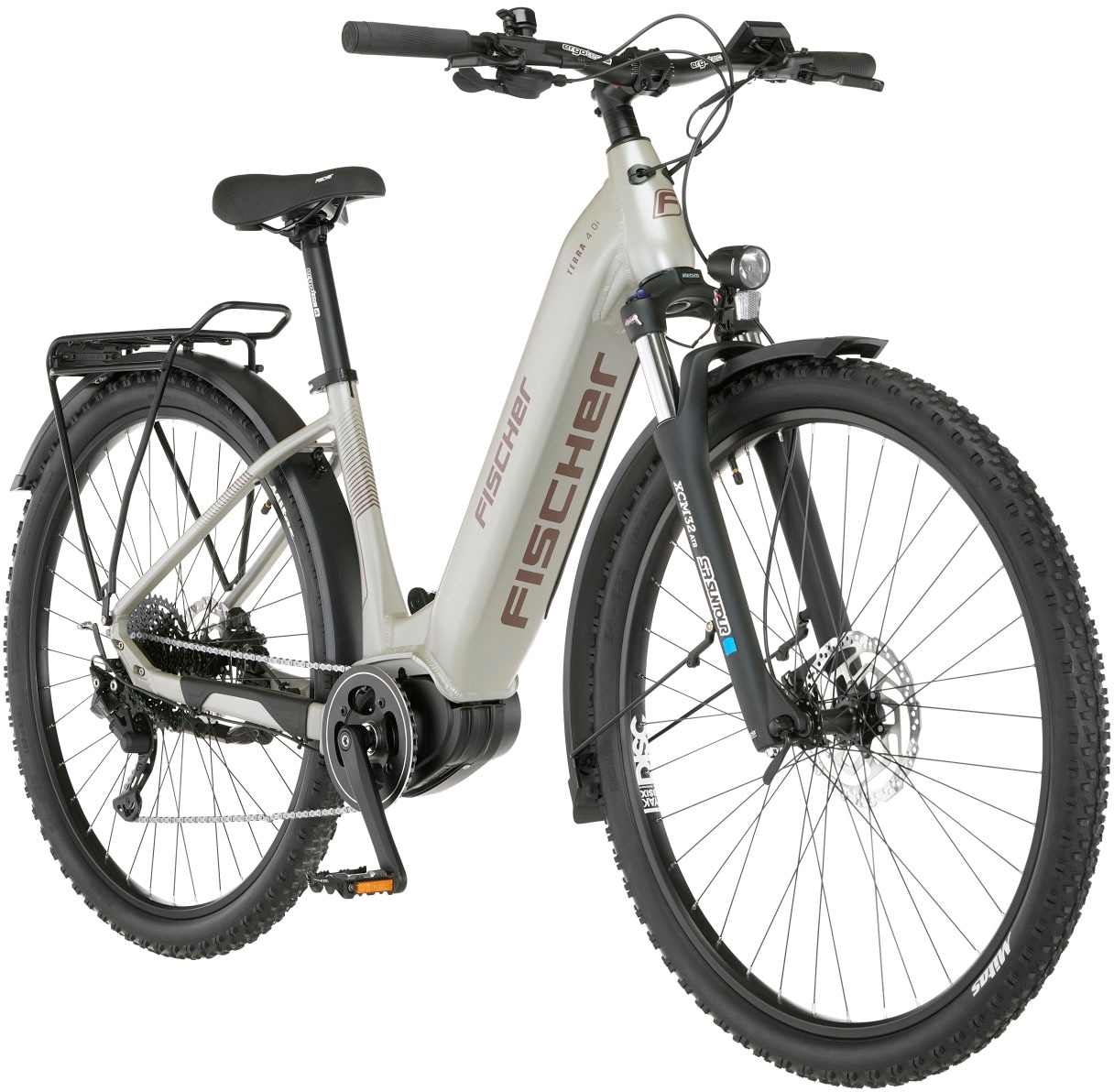 FISCHER Fahrrad E-Bike »TERRA 4.0i 43«, 10 Gang, Shimano, Deore, Mittelmotor 250 W, (mit Fahrradschloss), Pedelec, Elektrofahrrad für Damen u. Herren