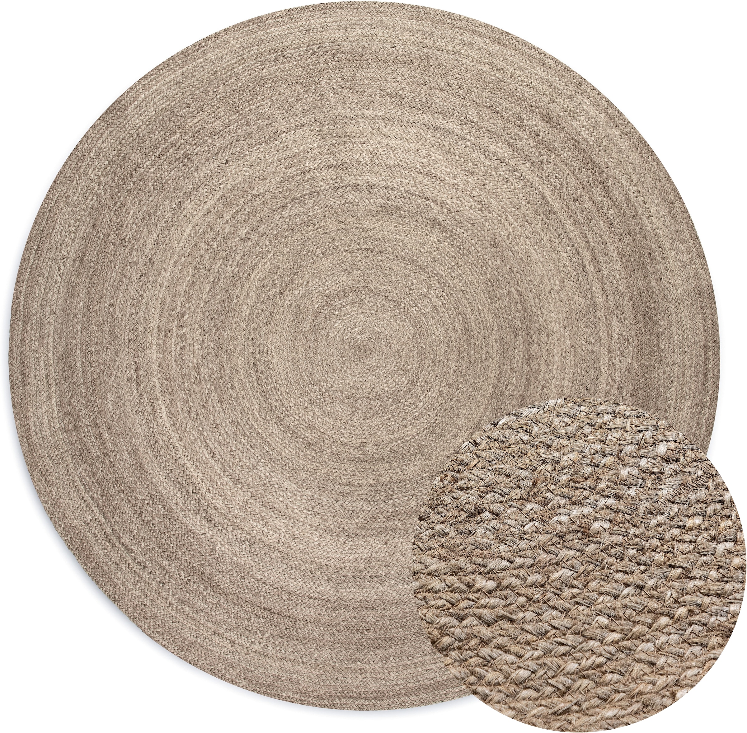HANSE Home Teppich »Rangpur Juteteppich, auch in oval« rund 10 mm Höhe Handgewebt, 100% Jute , Natur, Wohnzimmer, Flur, Boho, Skandi