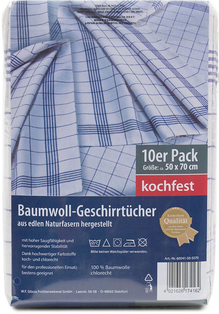 Gözze Geschirrtuch »Geschirrtücher, Des. 60041 Karo«, (Set, 10 tlg.), aus 100% Baumwolle