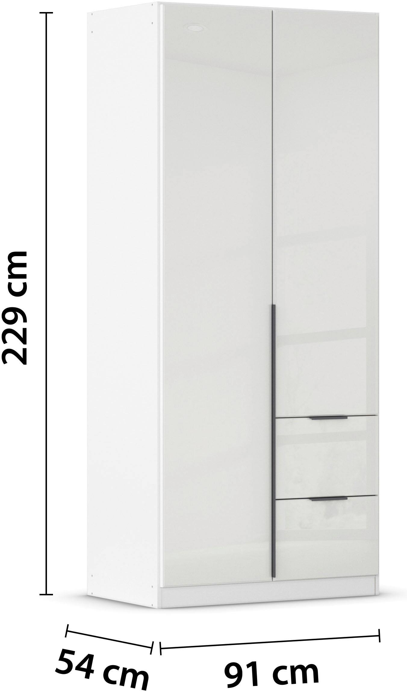 rauch Drehtürenschrank »Kleiderschrank Kleiderschränke Schrank Garderobe AGORDO mit Glasfront«, (in zwei Griff-Farben mit Glasfront), mit Außenschubkästen, in 6 Breiten und 2 Höhen MADE IN GERMANY