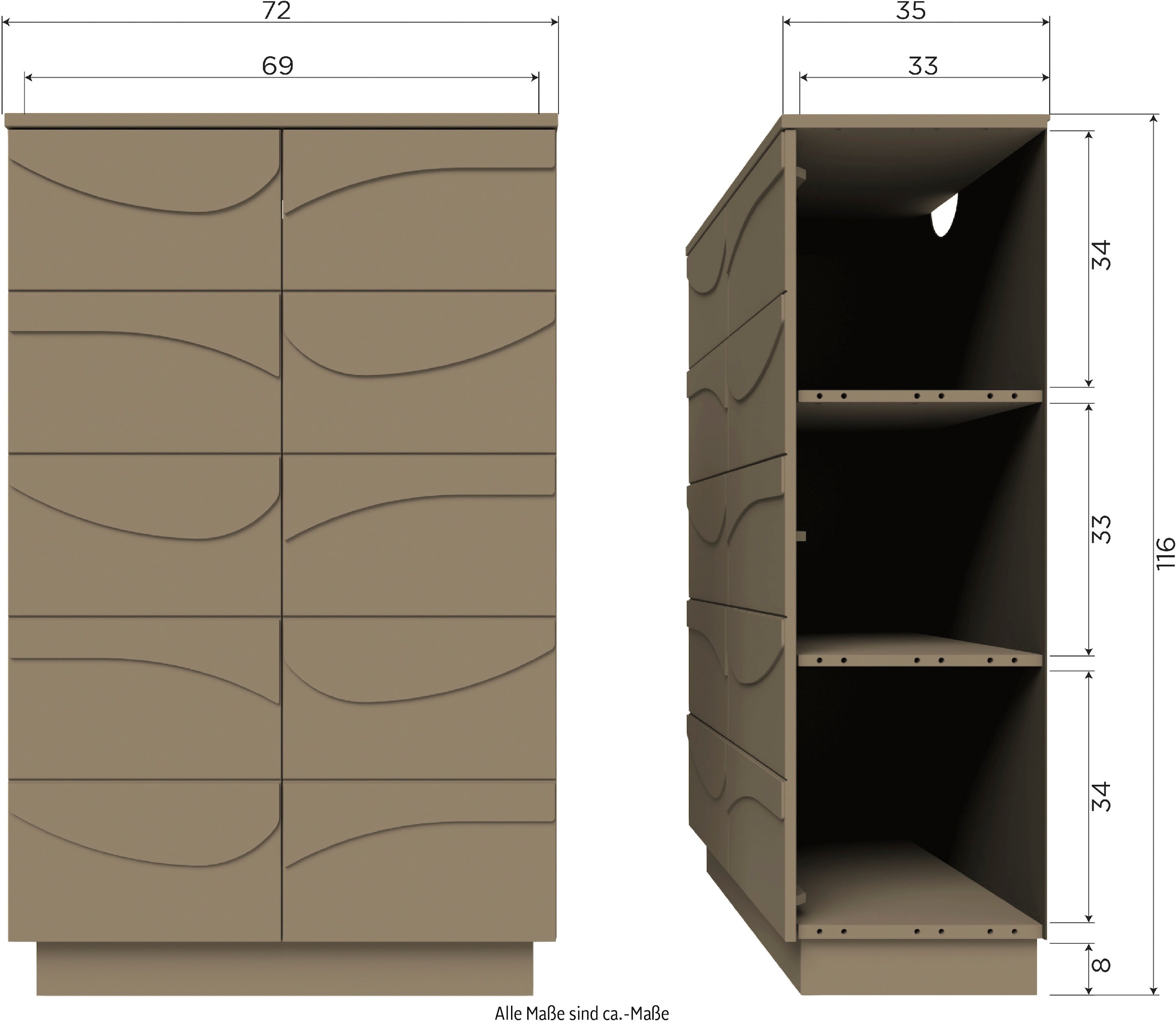 WOOOD Stauraumschrank »Teo«, mit push-to-Open-Funktion, Höhe 116 cm