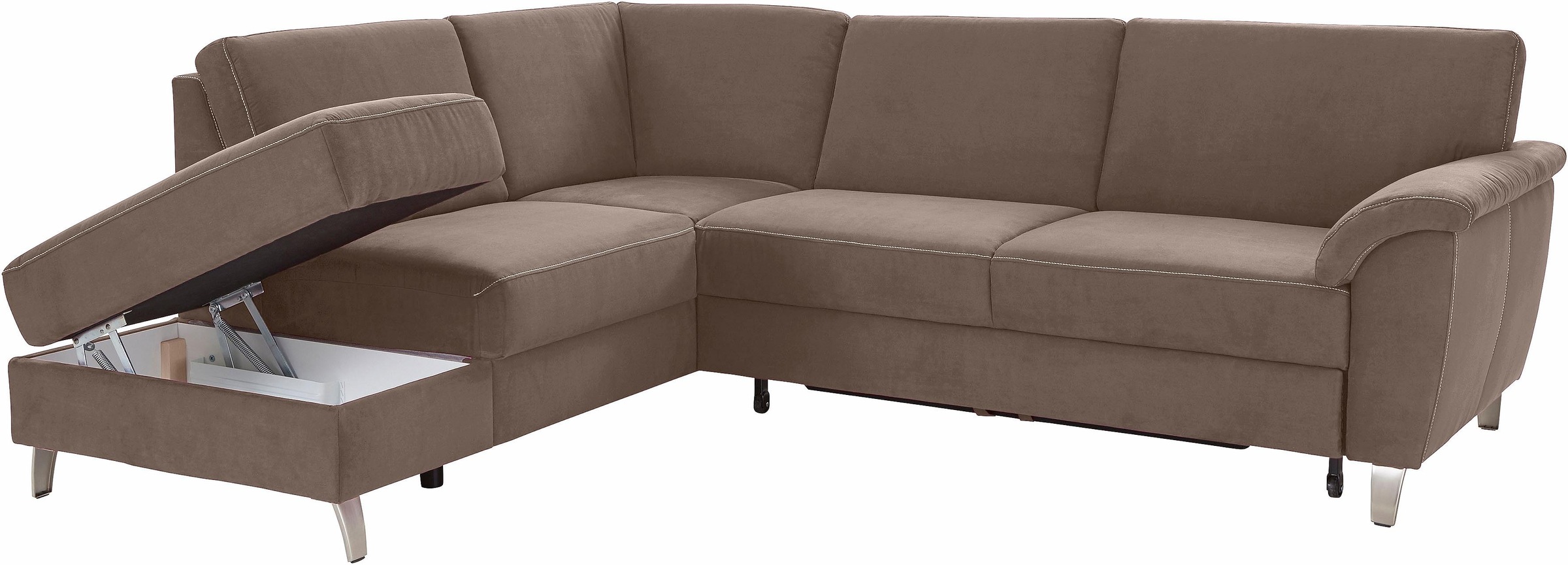sit&more Ecksofa »Texel L-Form«, mit Federkern, wahlweise mit Bettfunktion und Bettkasten