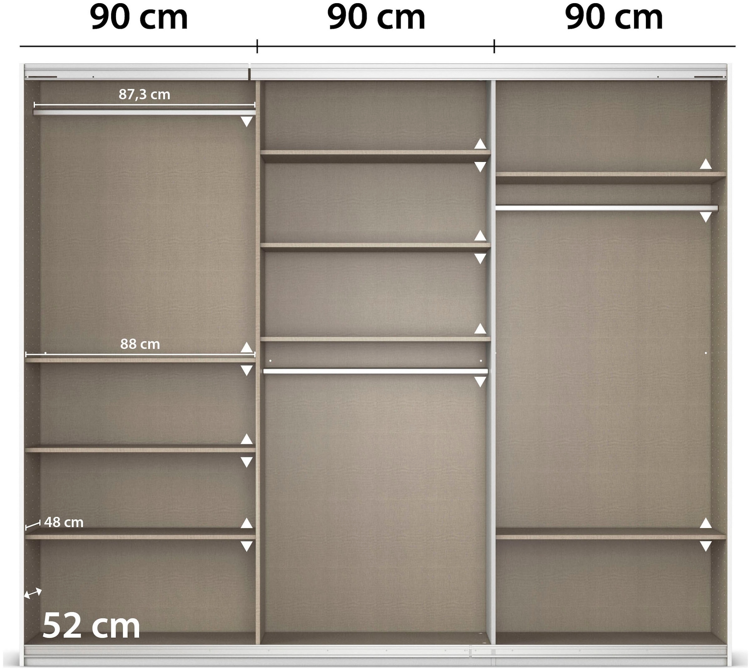 rauch Schwebetürenschrank »Kleiderschrank Schrank OTTO´S CHOICE Garderobe AGORDO«, (in zwei Griff-Farben), Top Innenausstattung, in 4 Breiten und 2 Höhen MADE IN GERMANY