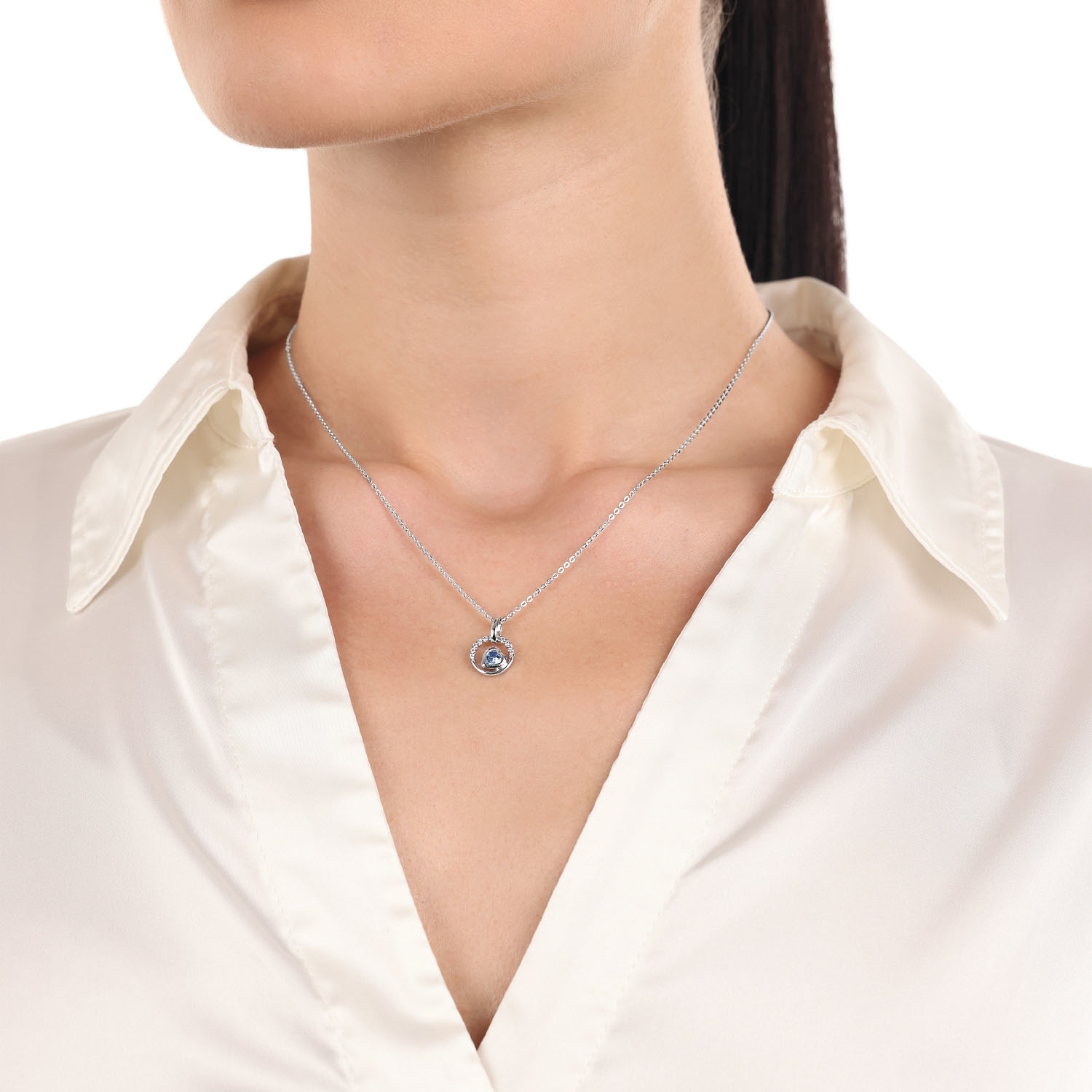 Amor Kette mit Anhänger »Kreis/Herz, 2036921«, mit Zirkonia (synth.)