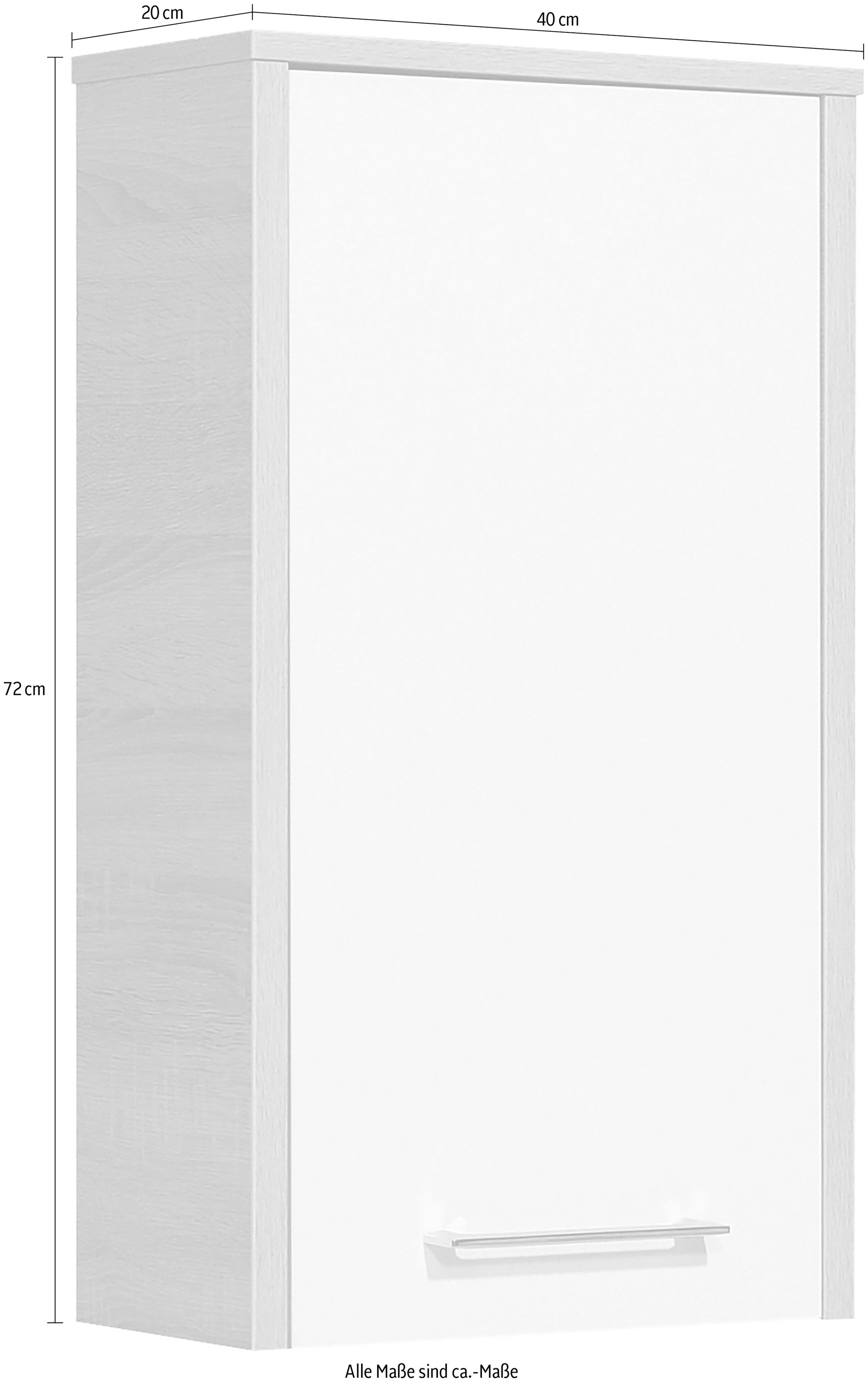 Saphir Hängeschrank »Quickset 382 Wand-Badschrank mit 1 Tür und 2 Einlegeböden«, Badezimmer-Hängeschrank, 40 cm breit, inkl. Türdämpfer, Weiß Hochglanz