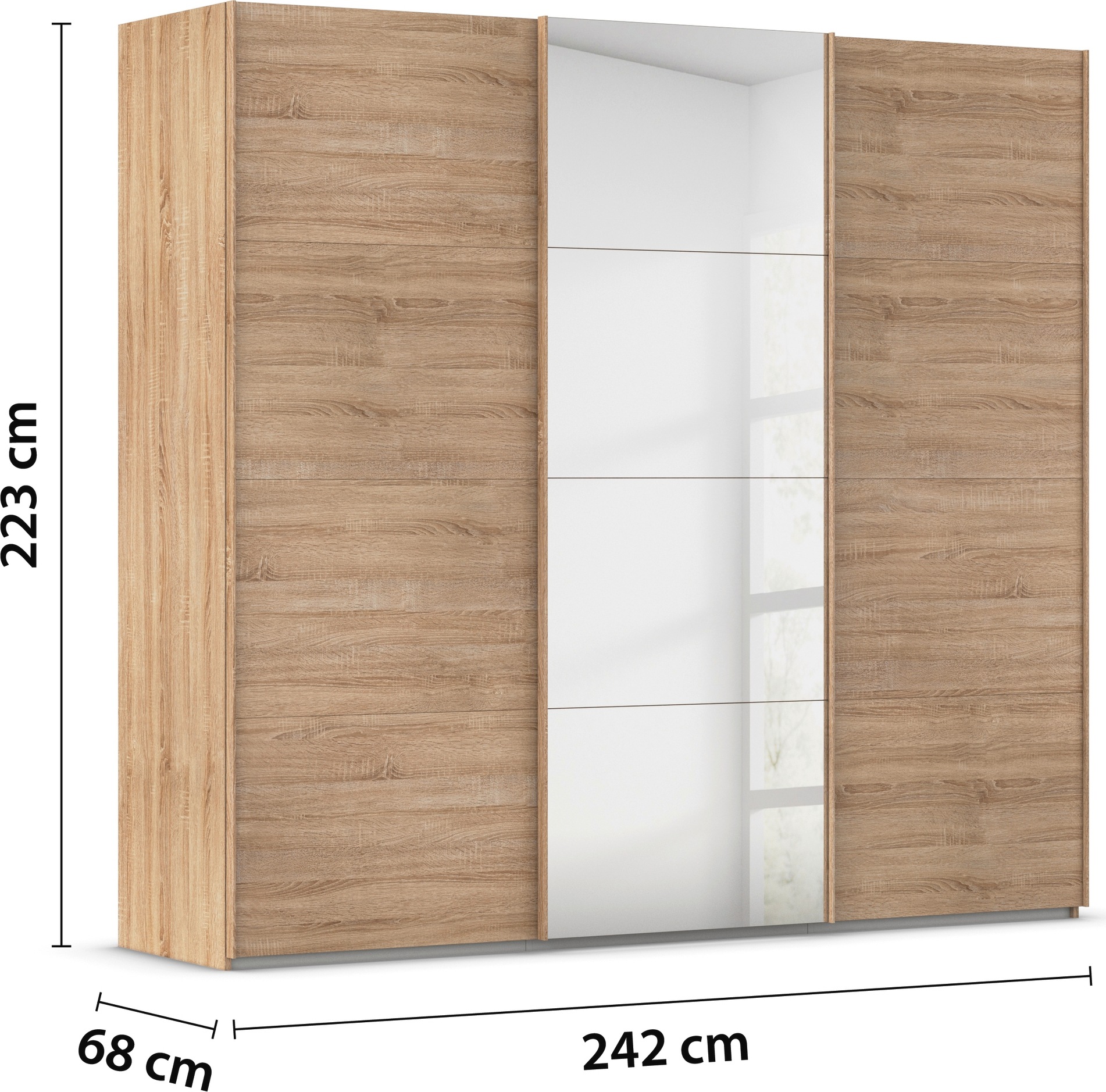 rauch Schwebetürenschrank »Kleiderschrank Schrank Garderobe Schlafzimmerschrank EVELYN«, in elegantem Stil mit Spiegel 5 Breiten viel Stauraum MADE IN GERMANY