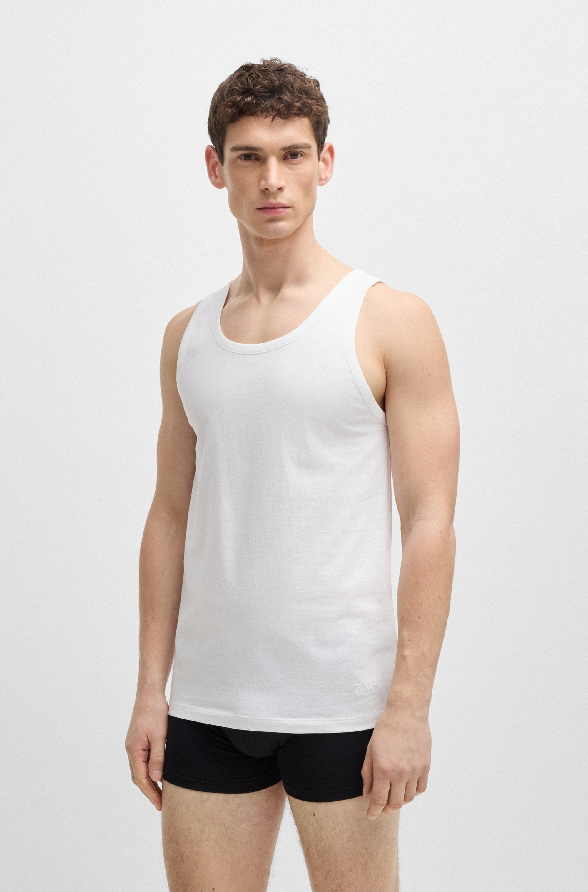 BOSS Unterhemd »Tank Top 3P CO«, (Packung, 3 St.), mit Rippbündchen