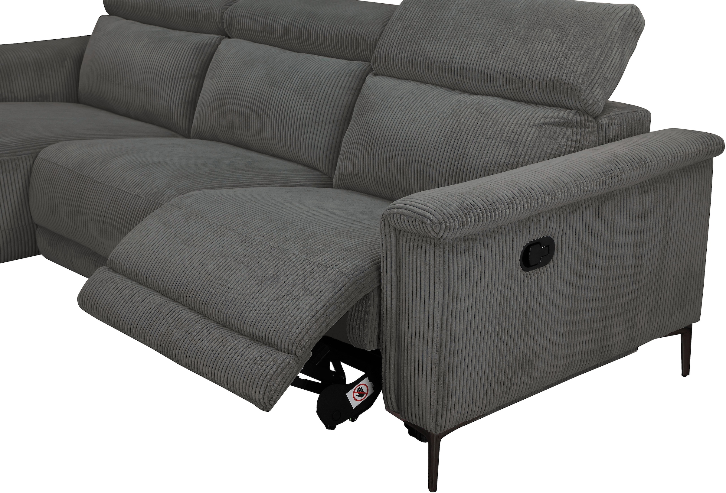 OTTO home Ecksofa »LUND Cord, L-Form, 261 cm, man. o. elektr. Relaxfunktion (mit USB-A)« mit USB A-Anschluss bei elektrischer Variante und Kopfteilverstellung