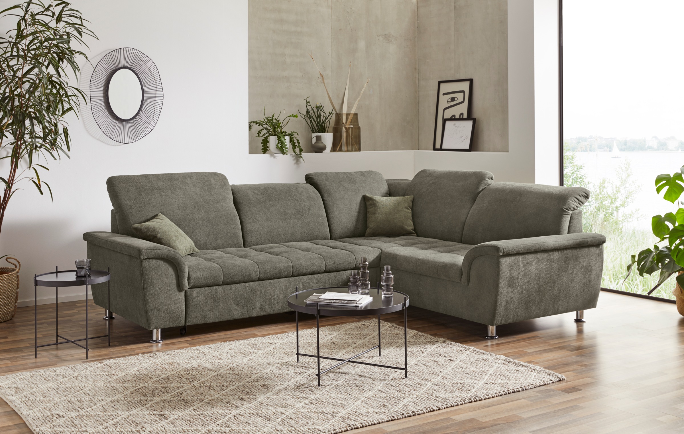 DOMO collection Ecksofa »Franzi, zeitlos und elegant, moderne Sitzheftung, günstig online kaufen