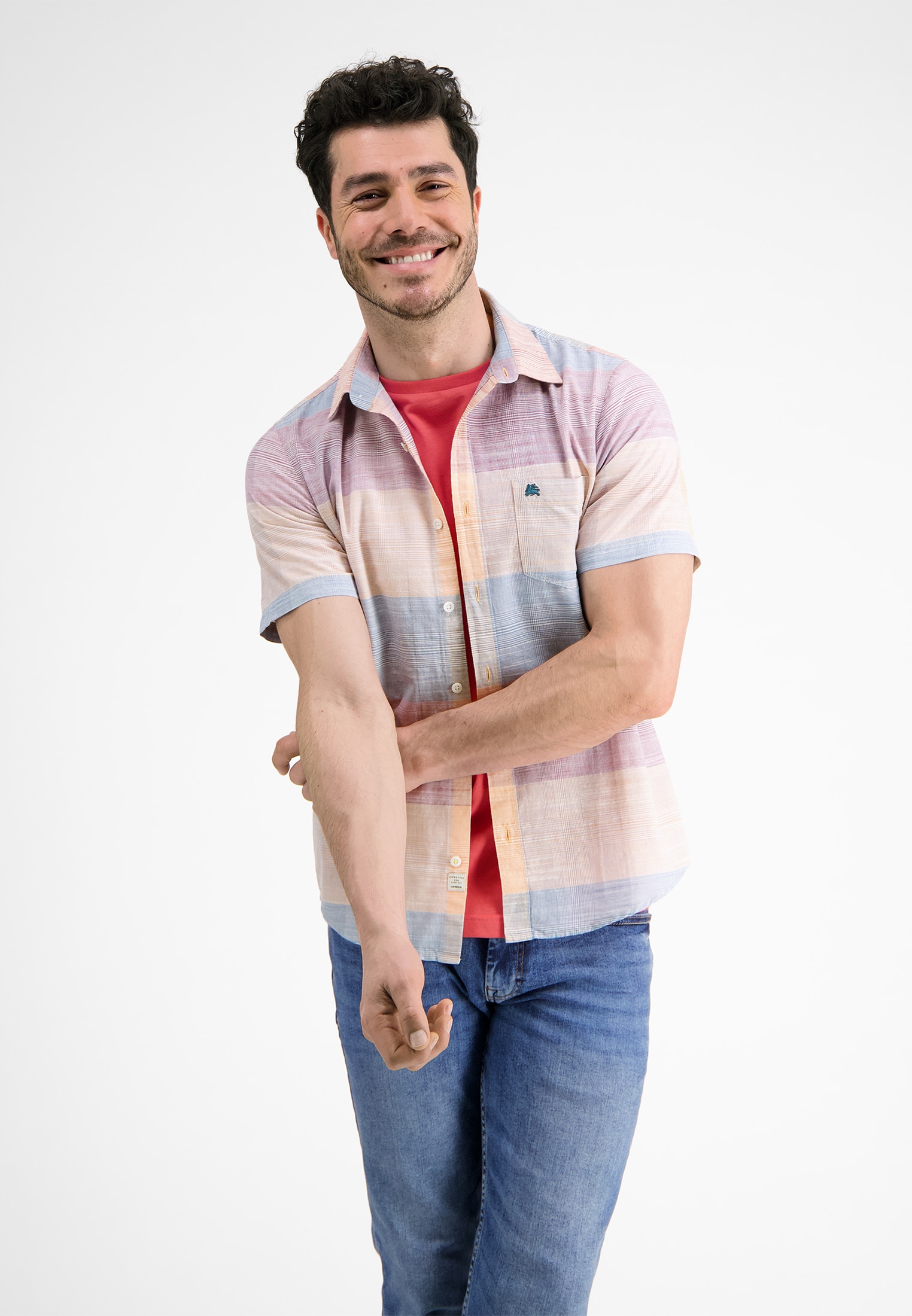 LERROS Kurzarmhemd »LERROS Kurzarmhemd *Slub Karo*«