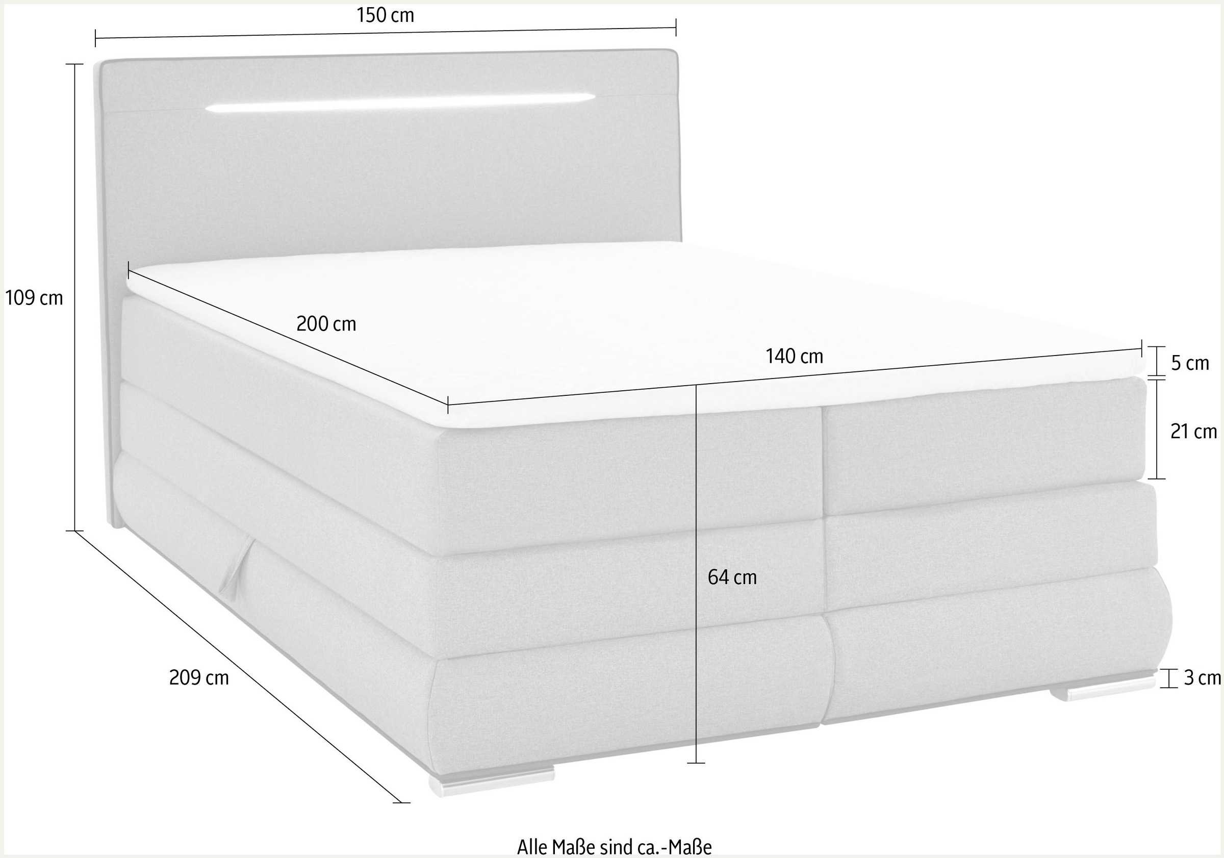 14. Bild von COLLECTION AB Boxspringbett, inkl. Bettkasten, LED-Beleuchtung und Topper