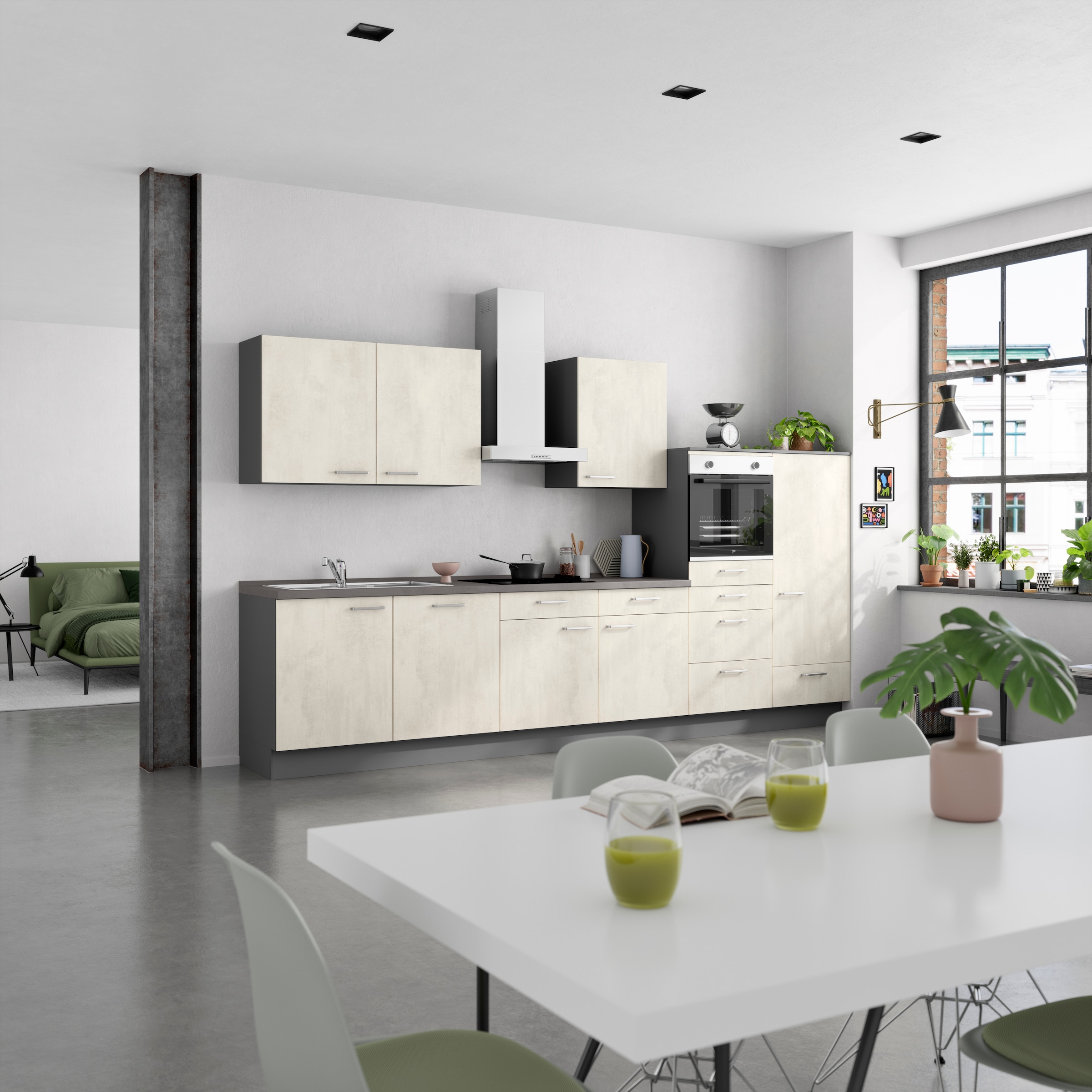 nobilia® Küchenzeile »"Riva I"« vormontiert, Ausrichtung wählbar, Breite 360 cm, wahlw. mit E-Geräten