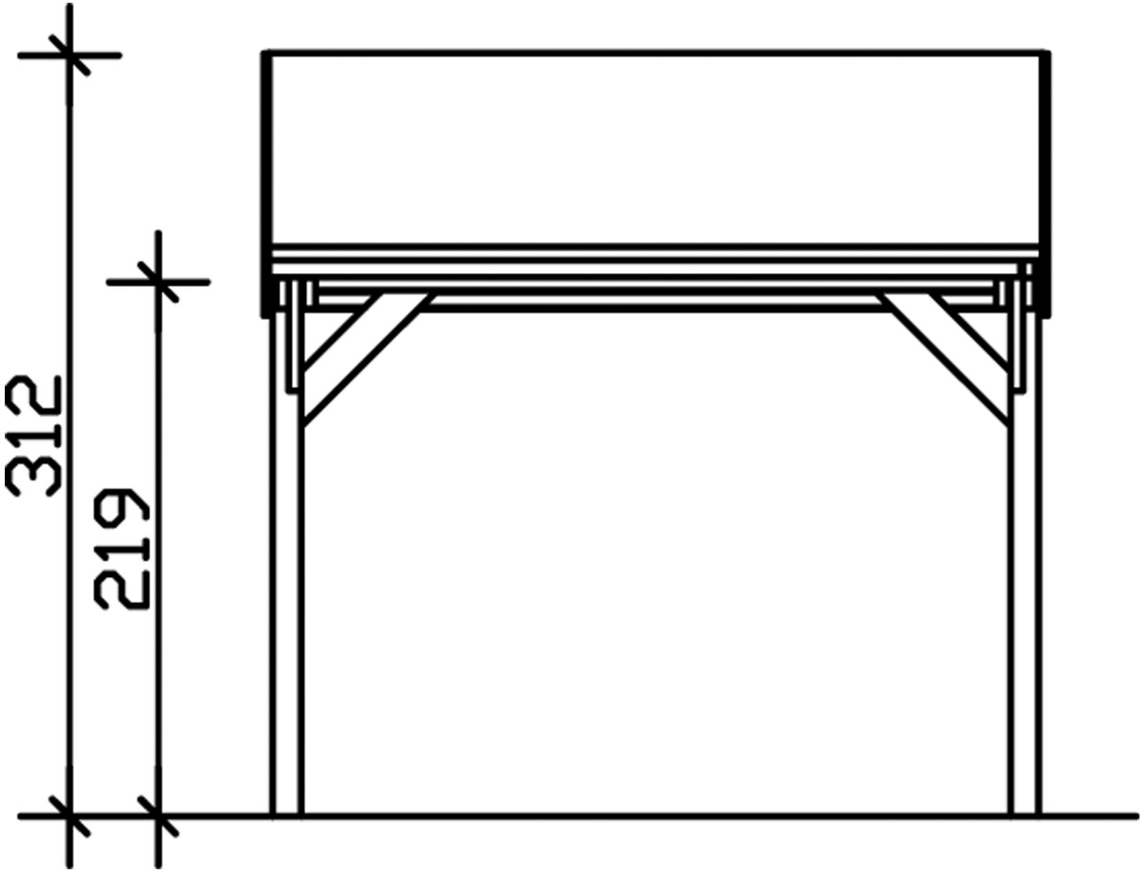 Skanholz Einzelcarport »Harz«, Nadelholz, 291 cm, Grün, mit schwarzen Schindeln
