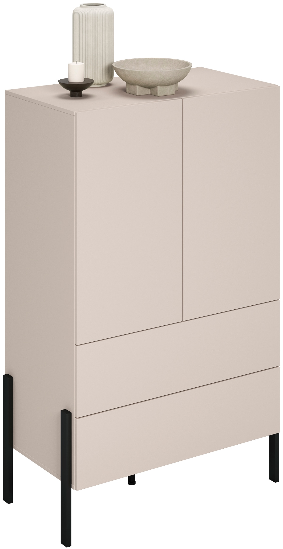 INOSIGN Wäscheschrank »Jukon, moderner griffloser Kleiderschrank, Metallfüsse, Made in Europe«, (90x150x50, ideal für kleine Räume oder Nischen), Mehrzweckschrank,2 Schubladen, 2 Türen, FSC-zertifiziert