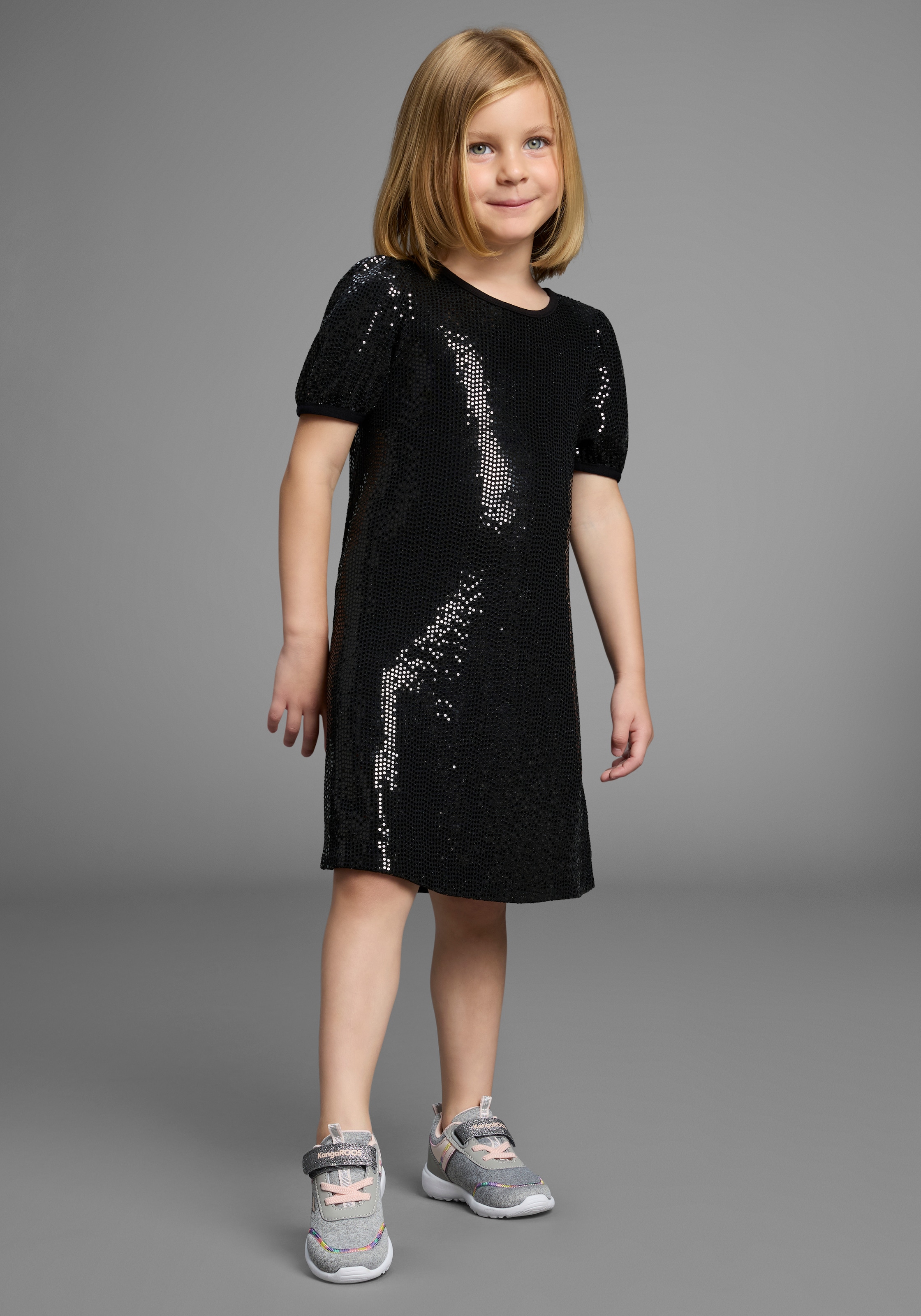 KIDSWORLD Jerseykleid »Shirtkleid in Pailletten-Allover-Design«, Shirtkleid in Pailletten-Optik