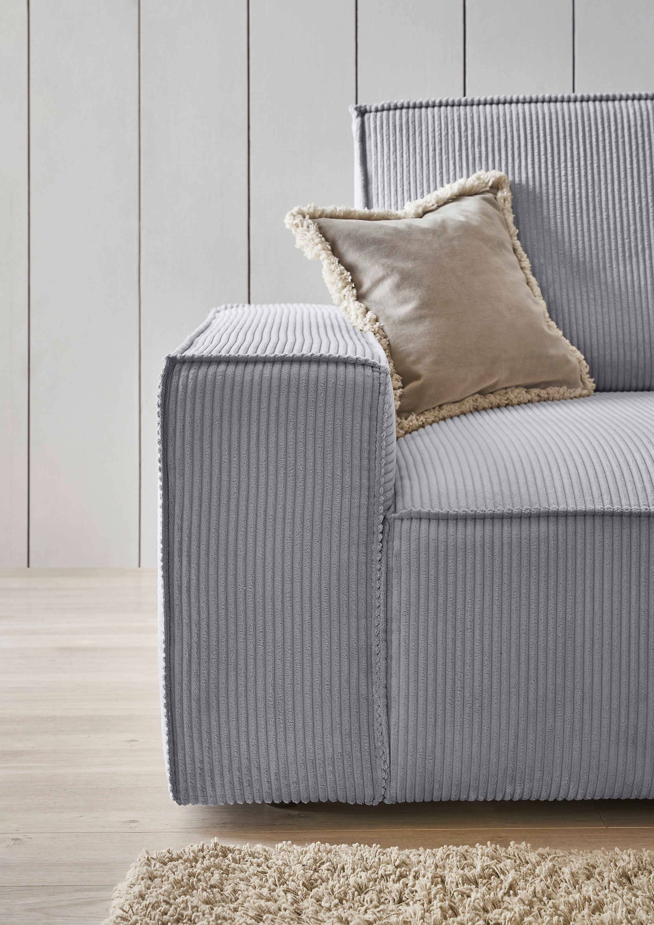 Home affaire Polsterecke »NEU: SHERWOOD XXL tief, L-Form mit Schlaffunktion, Big-Sofa mit Hocker«, (Set, 2 St.), stellbar zum Schlafsofa (Krokodilverbinder), Cord, Leinenoptik