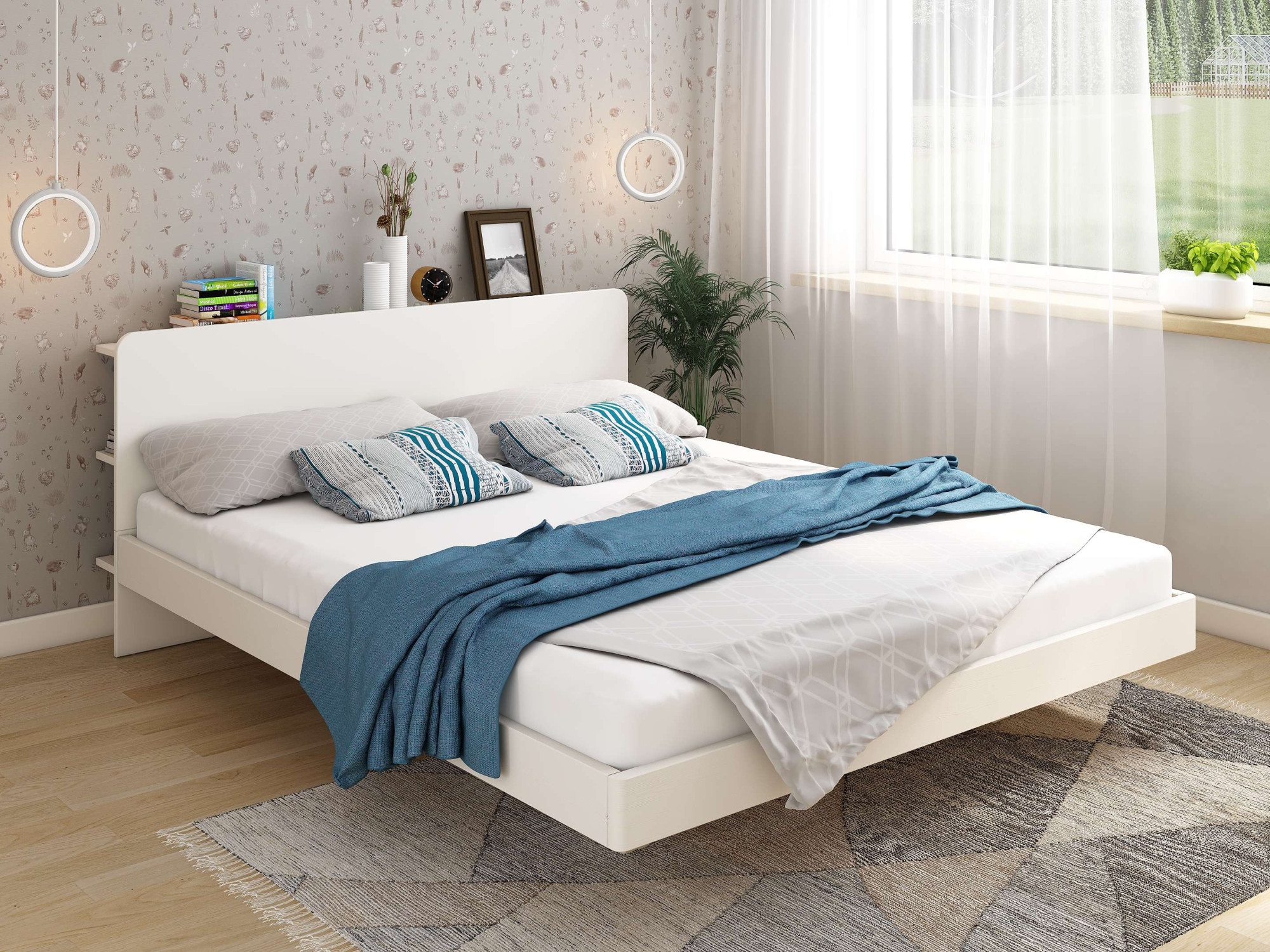 Home affaire Massivholzbett »Amaliah Schwebebett, versteckte Regale hinter dem Kopfteil,« schwebender Effekt, mit Lattenrost, modernes Design, stabile Qualität