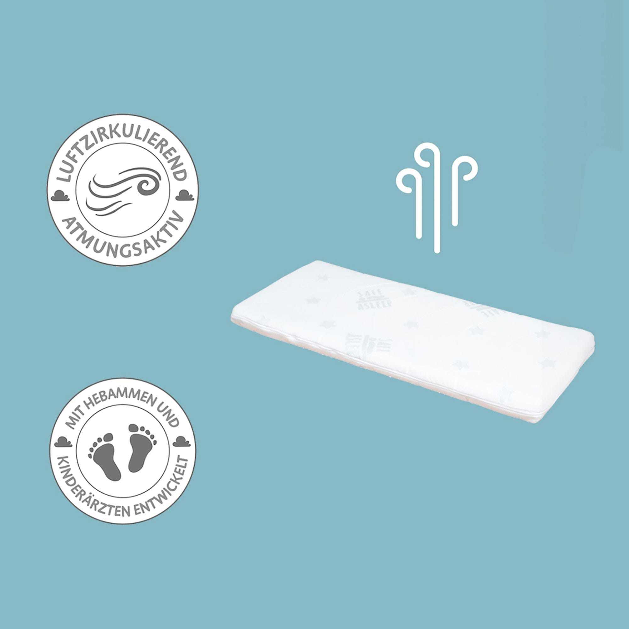 roba® Stubenbett »Safe Asleep® 2in1, taupe, Little Stars«, mit 4 Rollen, Matratze, Nestchen und Sicherheitsbarriere