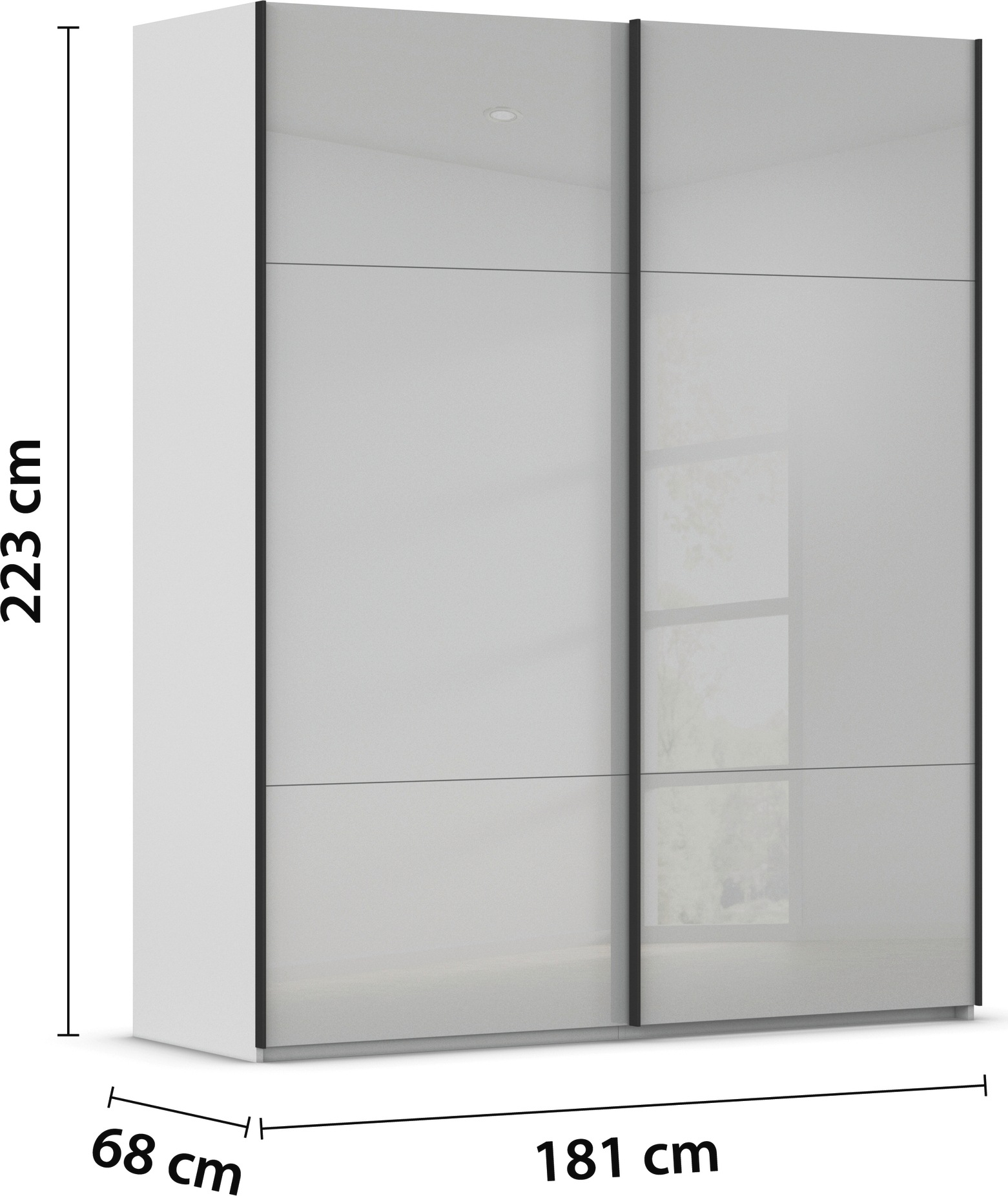 rauch Schwebetürenschrank »Kleiderschrank Schrank Garderobe Schlafzimmerschrank CONTIDO«, (in 3 verschiedenen Ausstattungen BASIC/CLASSIC/PREMIUM), aus hochwertigem Material in 6 Breiten 2 Griff-Farben MADE IN GERMANY