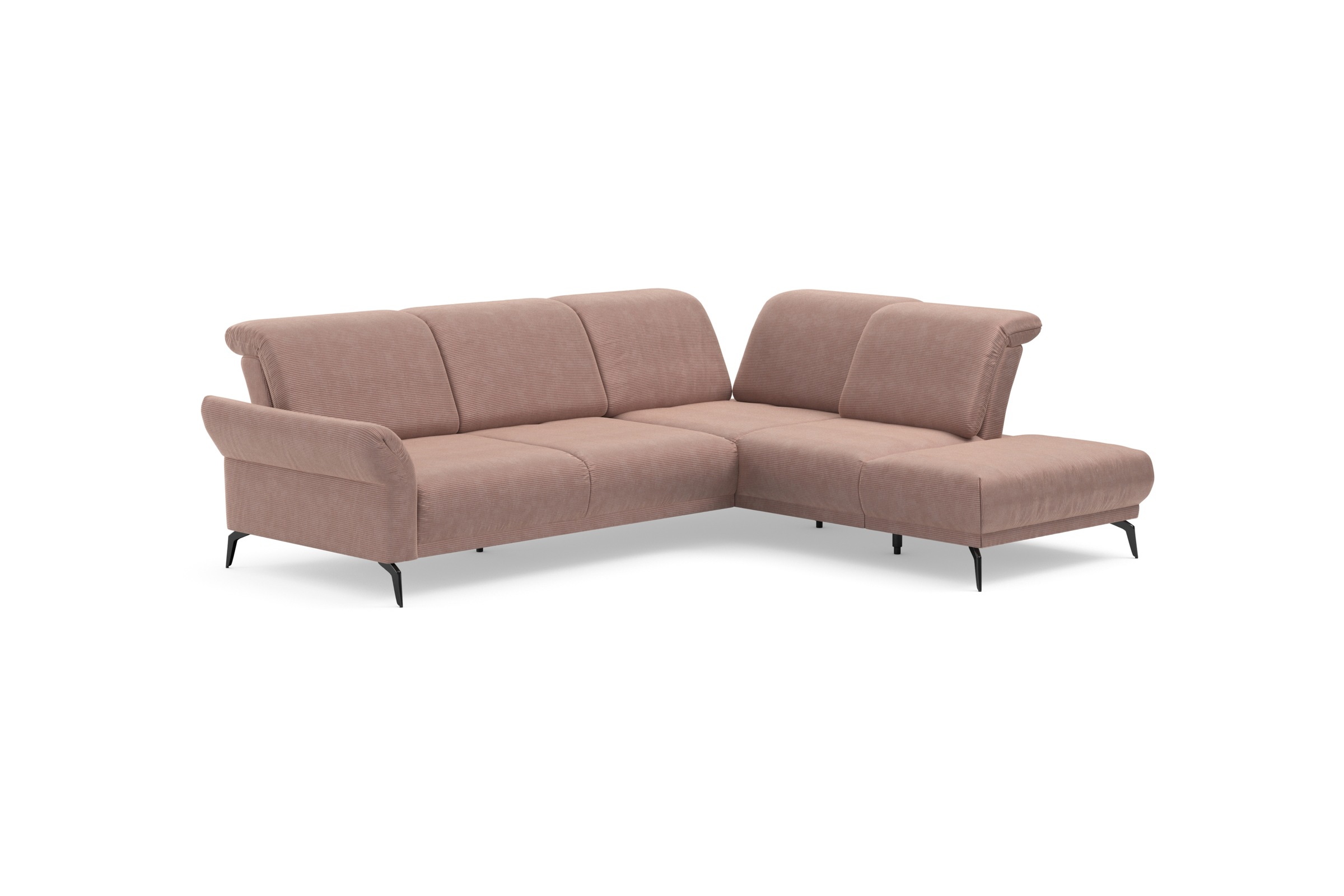 INOSIGN Ecksofa »Coco L-Form«, Sitztiefen-, Arm- und Kopfteilverstellung, Cord-Bezug, Fußhöhe 15 cm