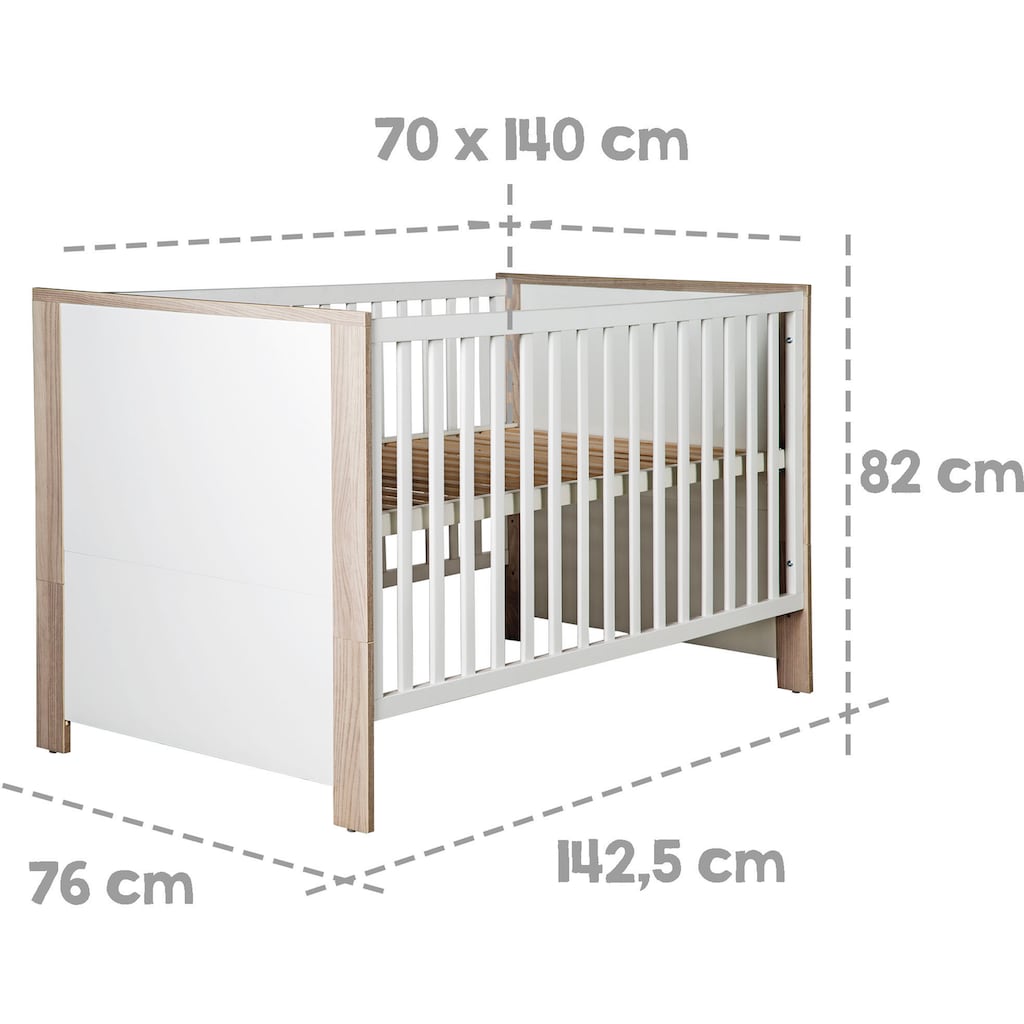 roba® Babyzimmer-Komplettset »Olaf«, (Set, 3 St., Kinderbett, Wickelkommode, Kleiderschrank), mit Kinderbett, Schrank und Wickelkommode