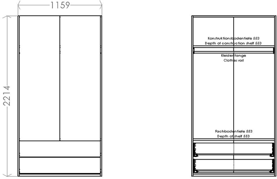 Müller SMALL LIVING Kleiderschrank »Modular Plus Variante 1«, Inklusive 2 geräumigen Schubladen