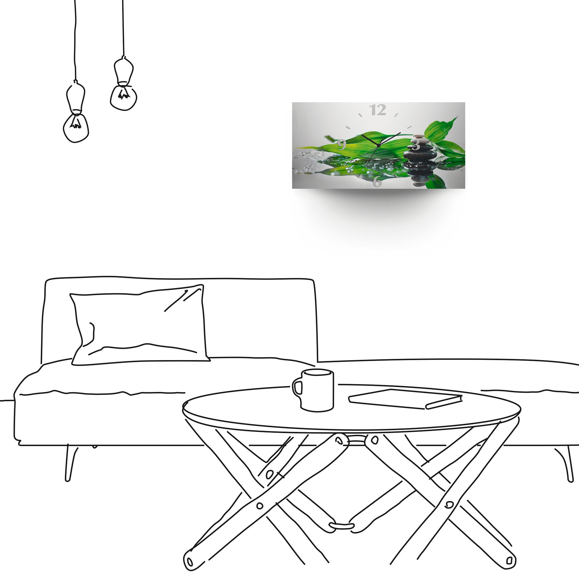 Artland Wanduhr »Spa mit Steinen und Bambus« 3D Optik gebogen, mit Quarz- oder Funkuhrwerk, versch. Größen