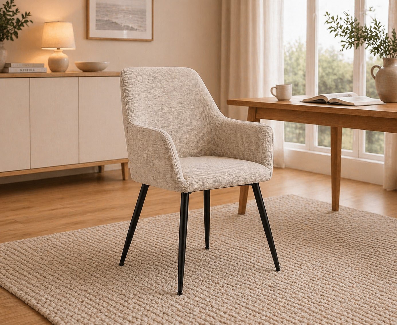 ACTONA GROUP Esszimmerstuhl »Glenda 2er Set, Stoff - mit Armlehne & gepolstert in mehreren Farben« () Bequemer Stuhl im skandinavischen Design & modernem Look