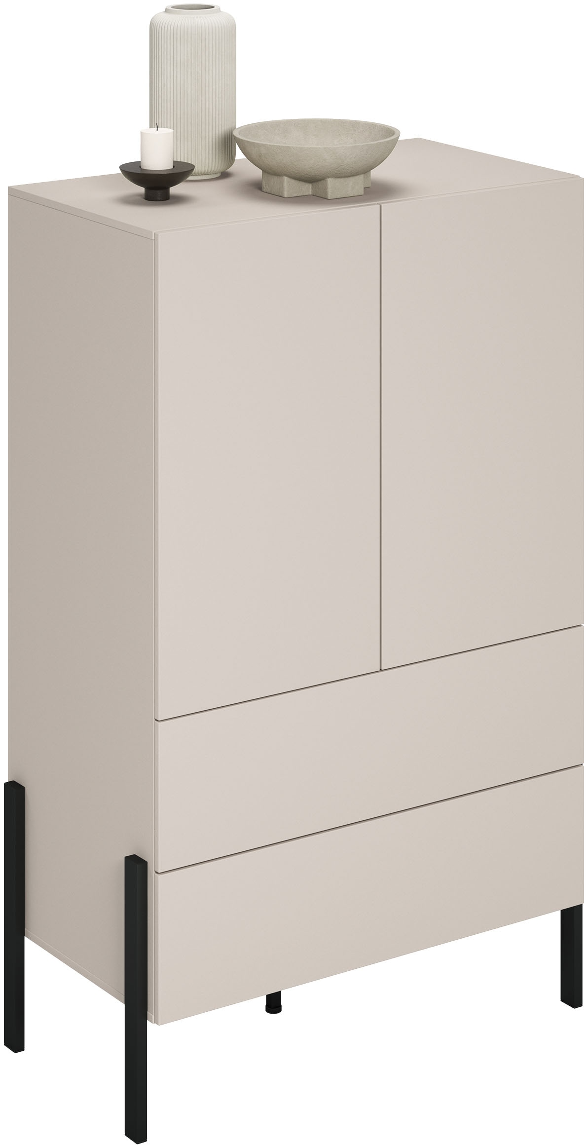 INOSIGN Wäscheschrank »Jukon, moderner griffloser Kleiderschrank, Metallfüsse, Made in Europe«, (90x150x50, ideal für kleine Räume oder Nischen), Mehrzweckschrank,2 Schubladen, 2 Türen, FSC-zertifiziert