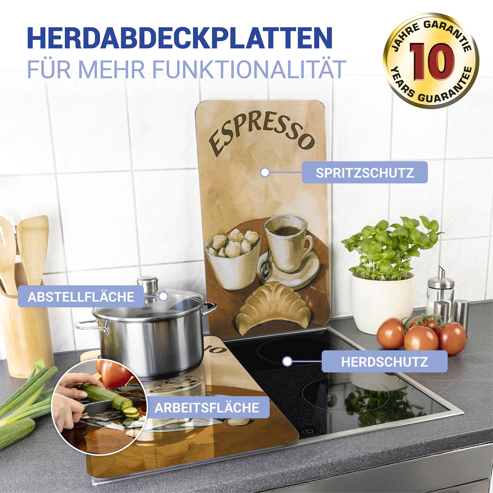 WENKO Herd-Abdeckplatte »Universal Modell Kaffee«, (Set, 2 tlg.), Herdabdec günstig online kaufen